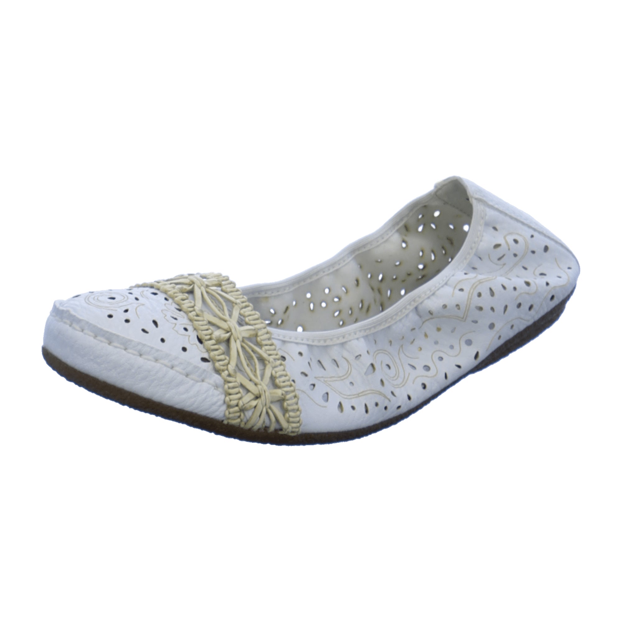 Rieker Women's White Foldable Ballerina Shoes with Elastic Slip-On Comfort