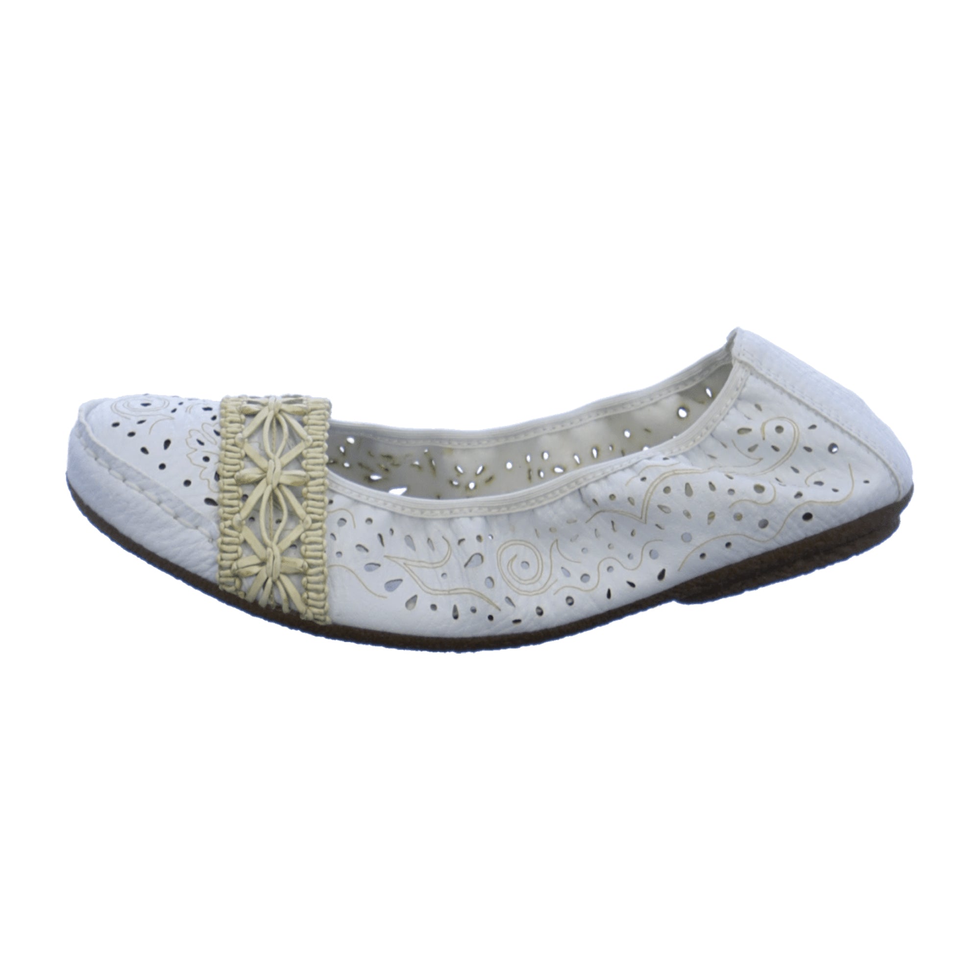 Rieker Women's White Foldable Ballerina Shoes with Elastic Slip-On Comfort