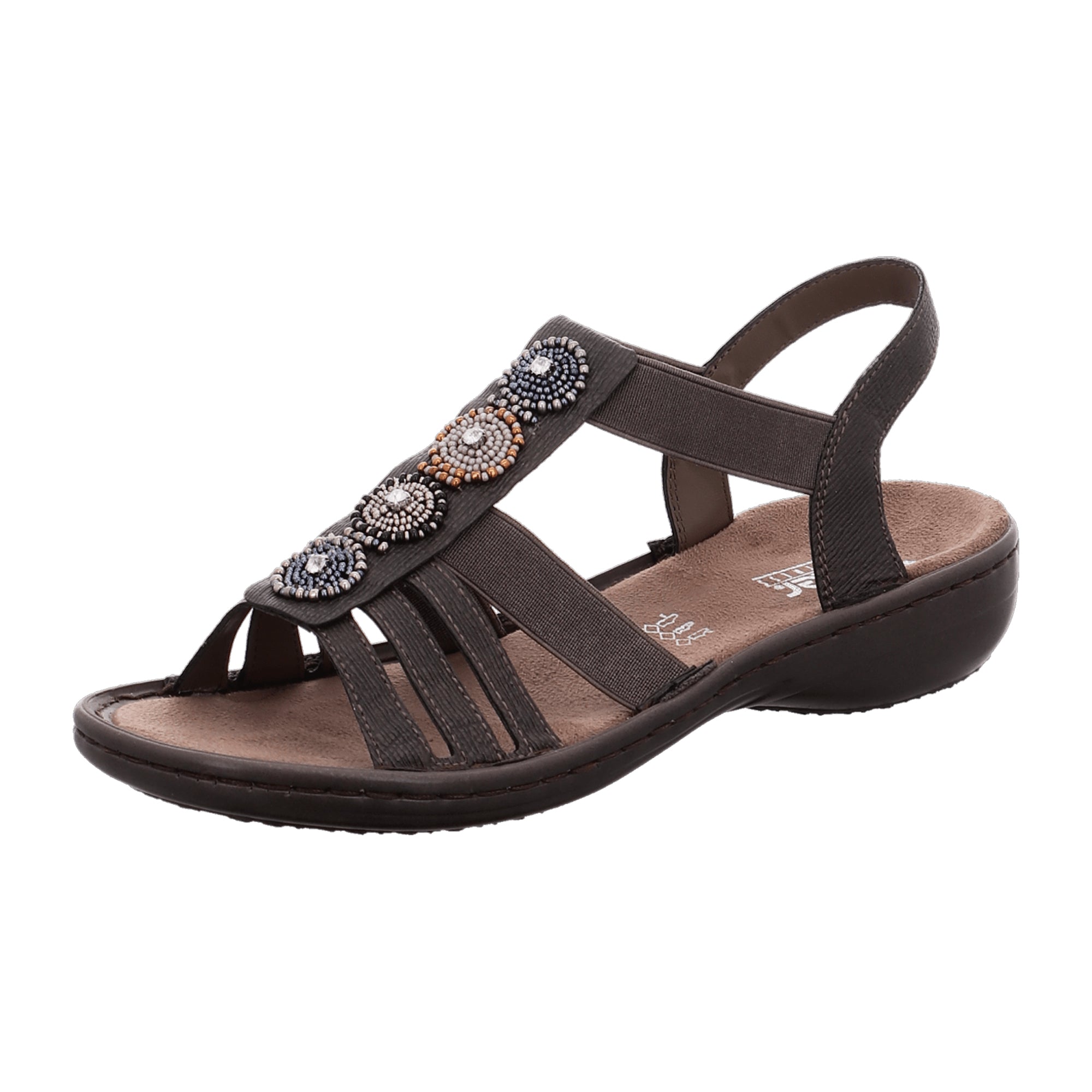 Rieker Women's Grey Sandalette Comfortable Slip-On Synthetic Leather Shoes