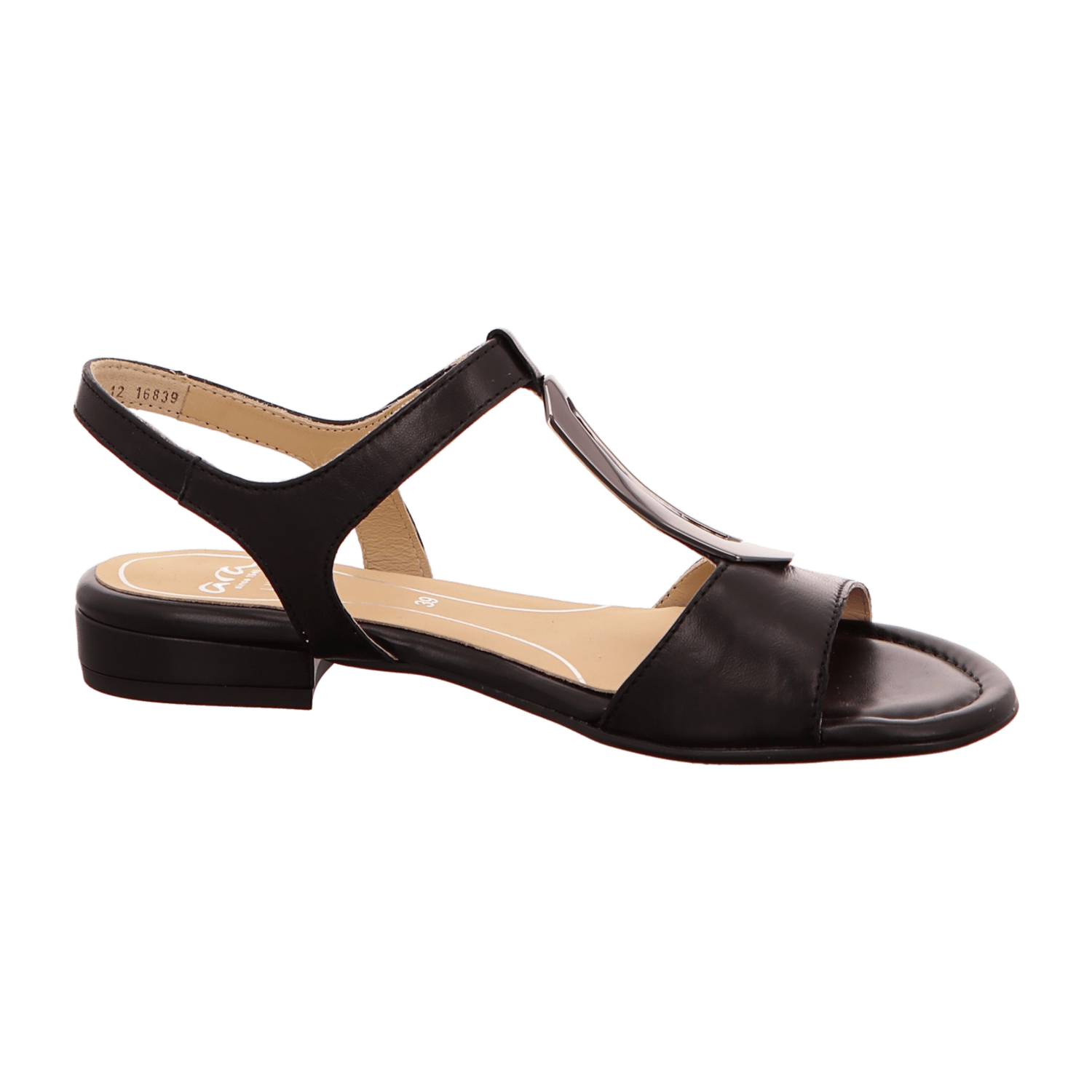 ARA VEGAS Women's T-Bar Sandals Smooth Leather Hook-and-Loop Fastener Black
