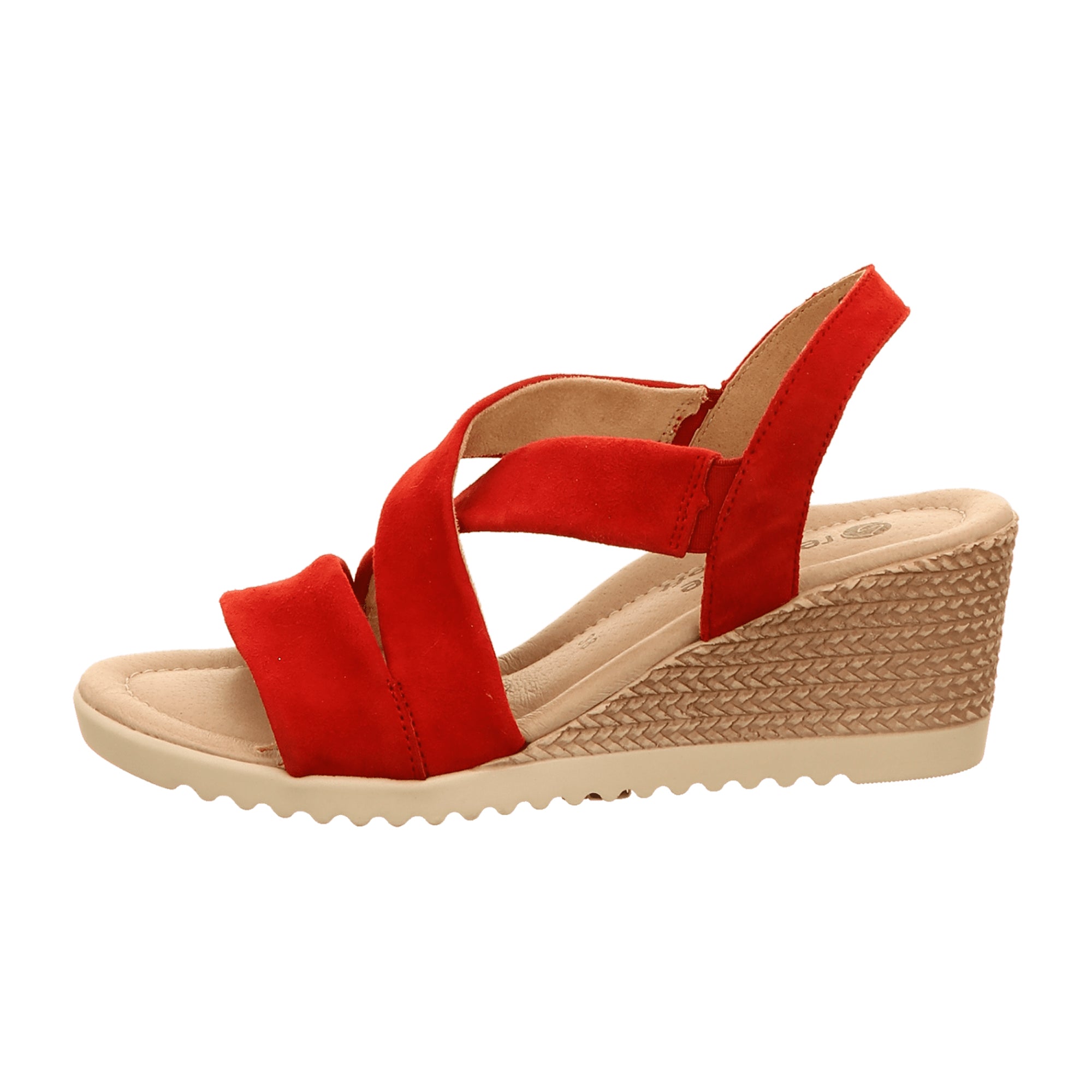 Remonte Women's Red Wedge Sandals Velour Leather Spring Summer Footwear