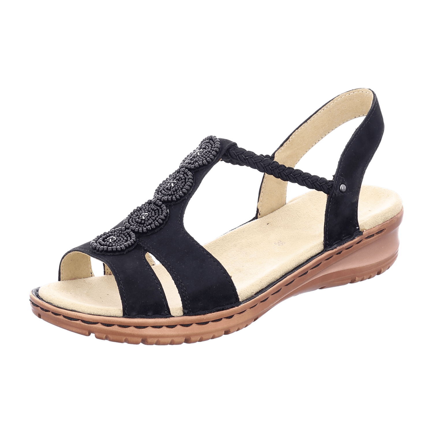 ARA HAWAII HAWA Women's T-Bar Sandal in Black Nubuck with Warm Fleece Lining - Bartel-Shop