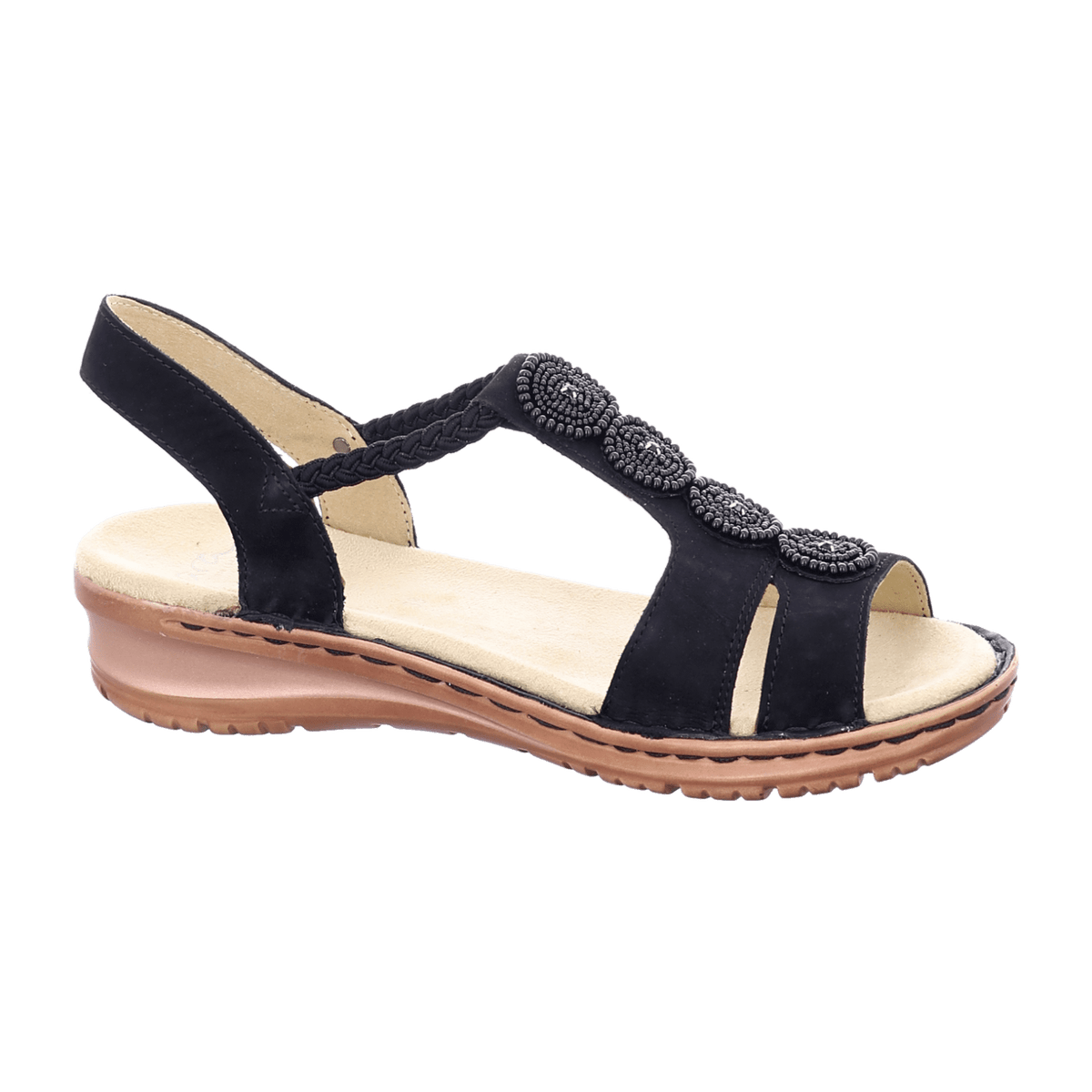 ARA HAWAII HAWA Women's T-Bar Sandal in Black Nubuck with Warm Fleece Lining - Bartel-Shop