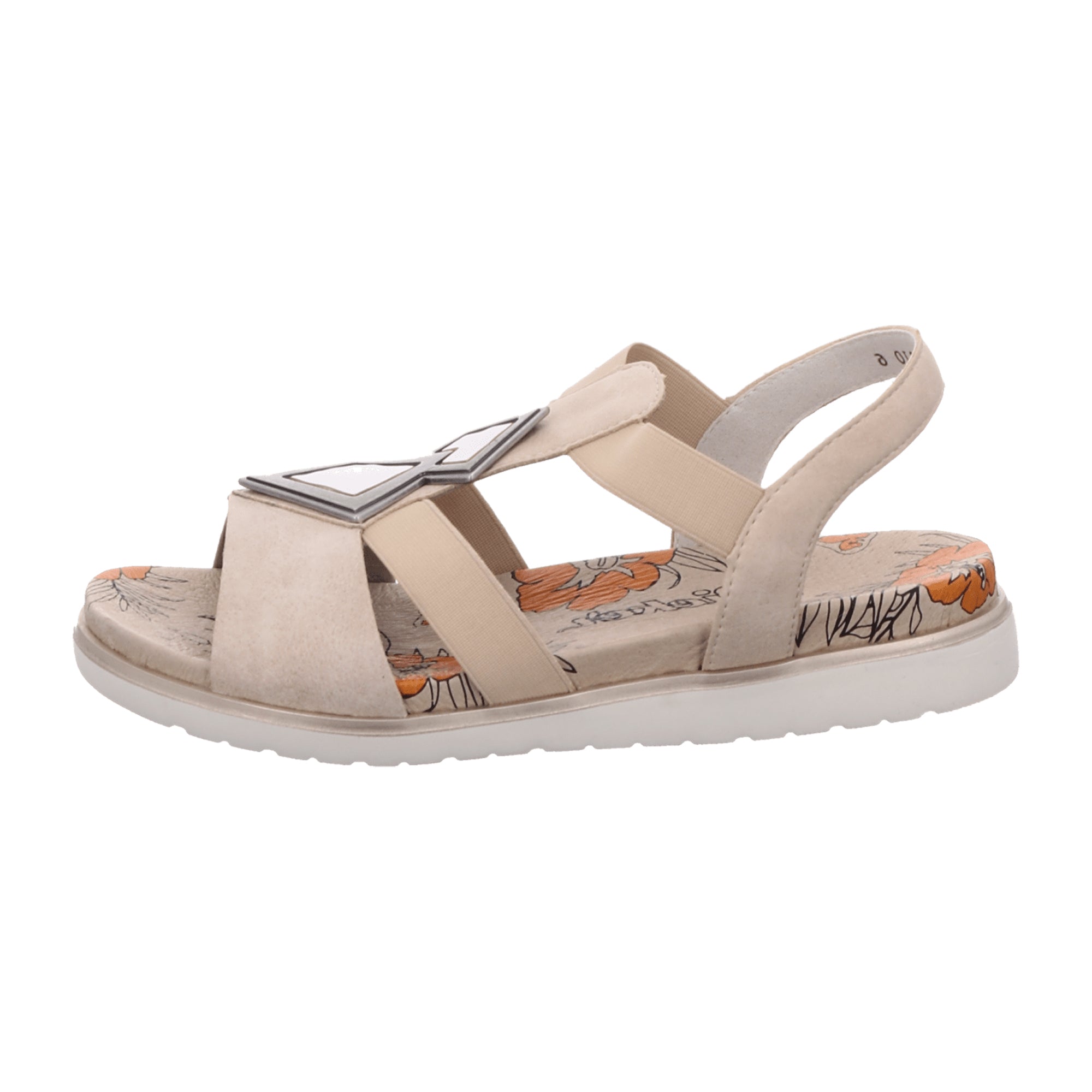 Rieker Comfortable Women's Sandals Beige Spring Summer Synthetic Flat Round Toe
