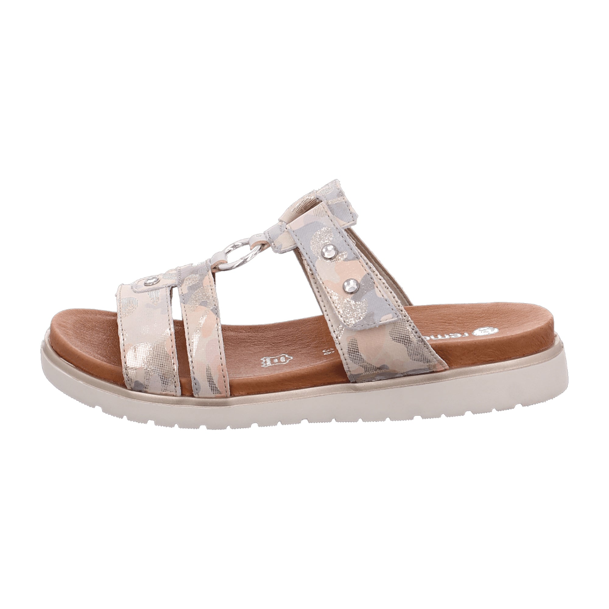 Remonte Women's Beige Leather Sandals Flat Open Toe Spring Summer Shoes