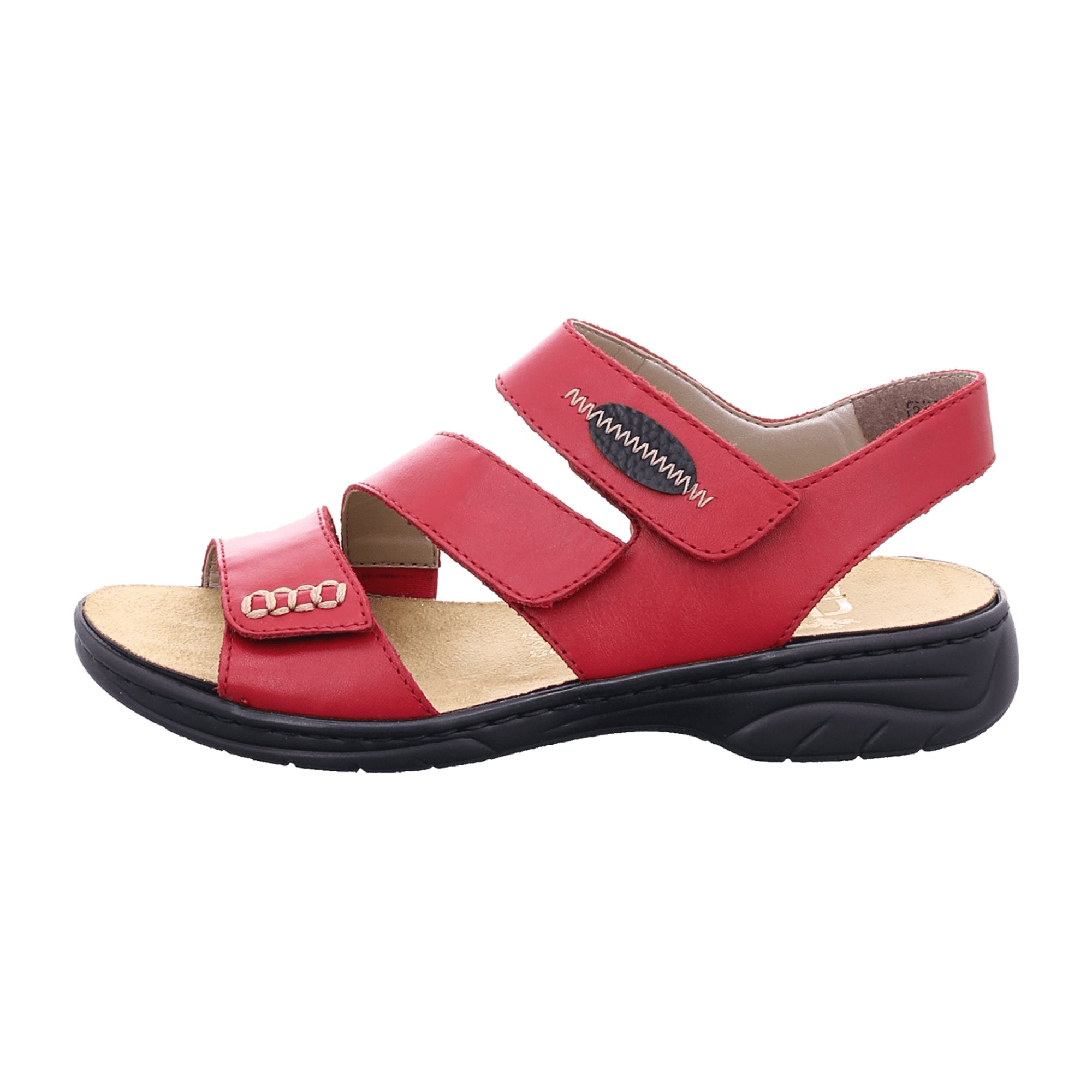 Rieker Red Women's Comfort Sandals with Strap and Velcro Closure