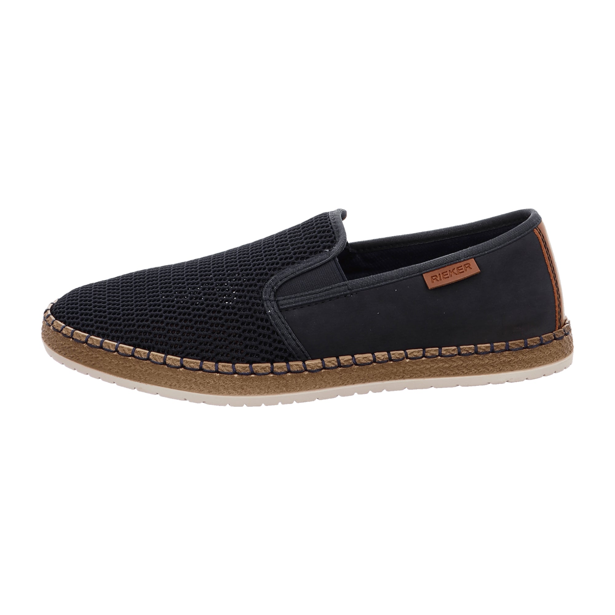 Rieker Men's Blue Slip-On Shoes Comfortable Casual Footwear with Elastic Insert