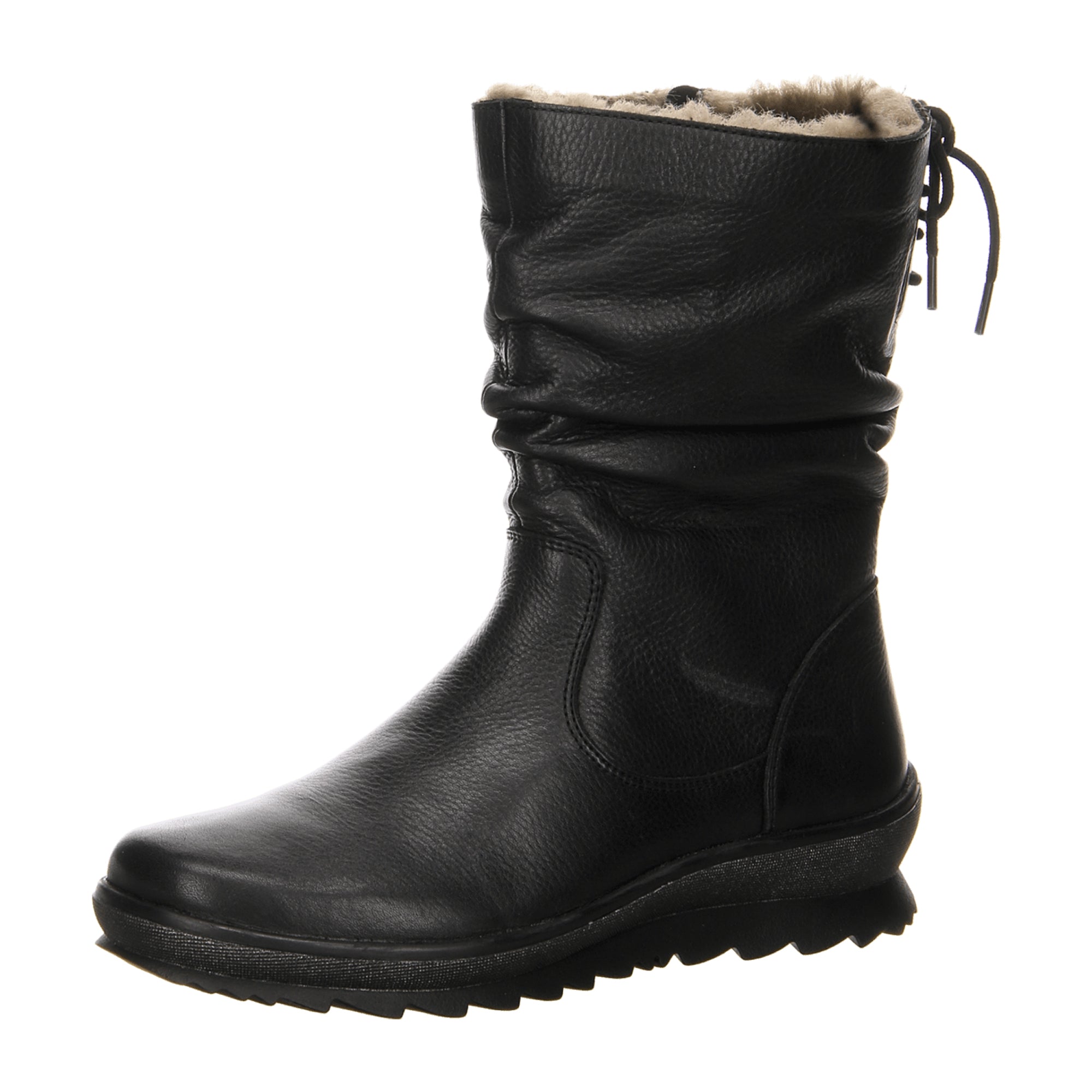 Remonte Black Leather Ankle Boots for Women with Lambswool Lining and Zip