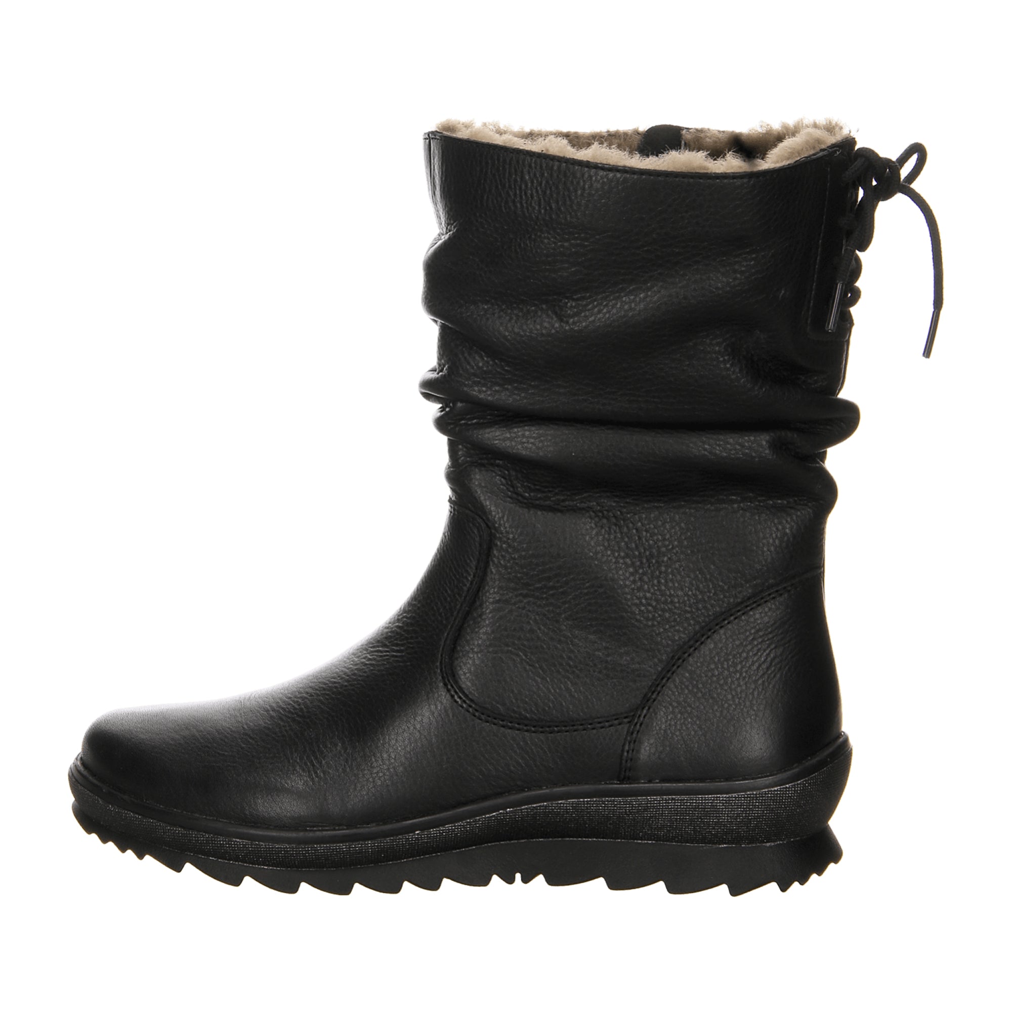 Remonte Black Leather Ankle Boots for Women with Lambswool Lining and Zip