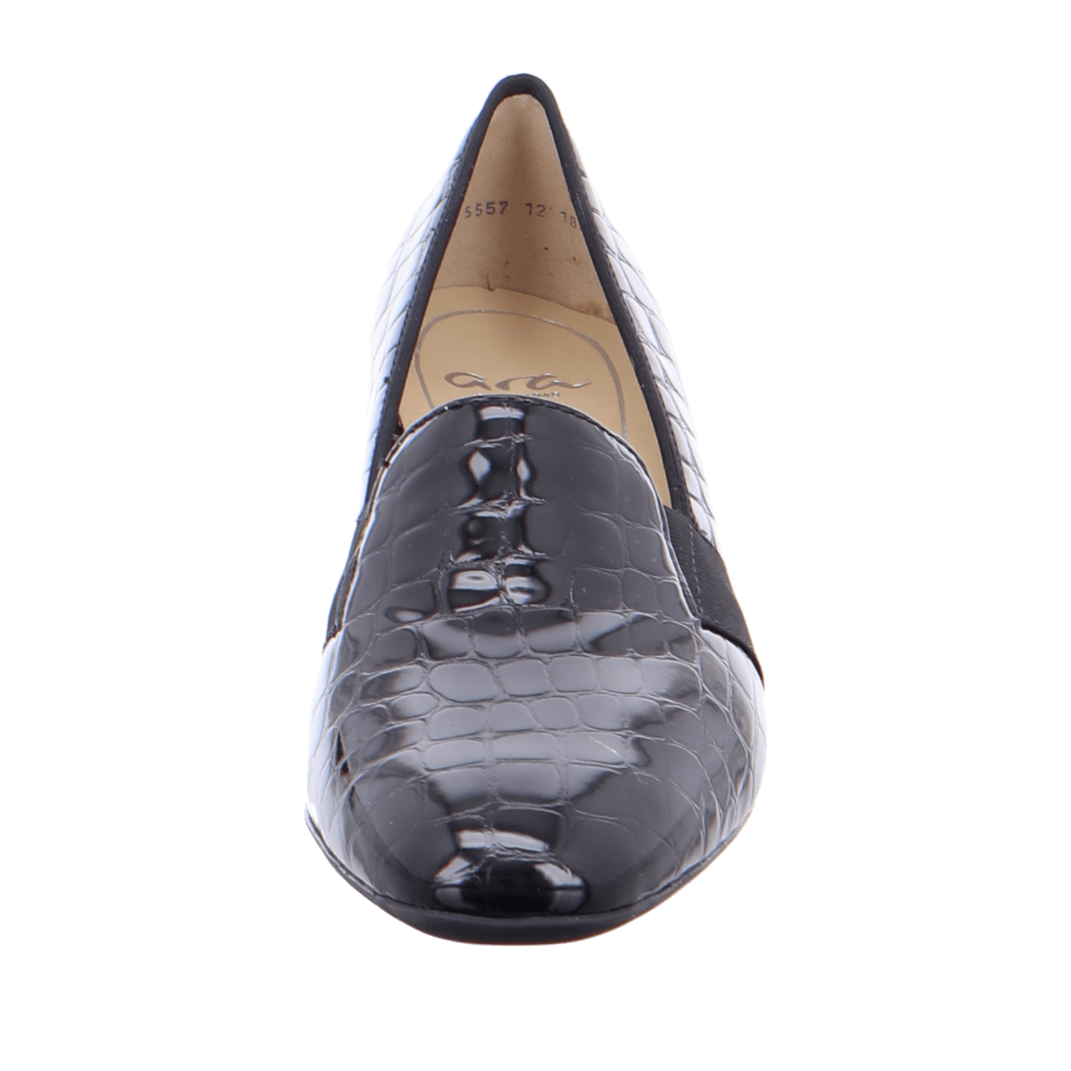 ARA VERONA Women's Pumps in Black Smooth Leather with Square Toe and Slip-On Design