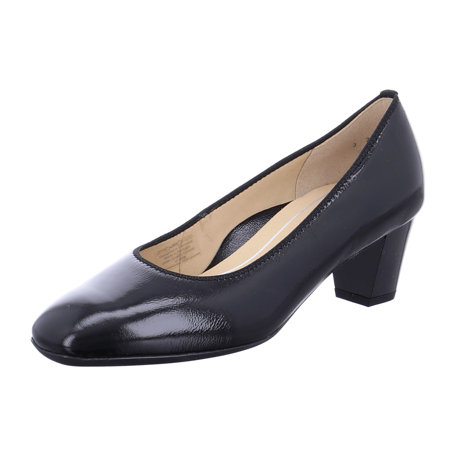 ARA VERONA Women's Leather Pumps in Black with Round Toe and Leather Lining