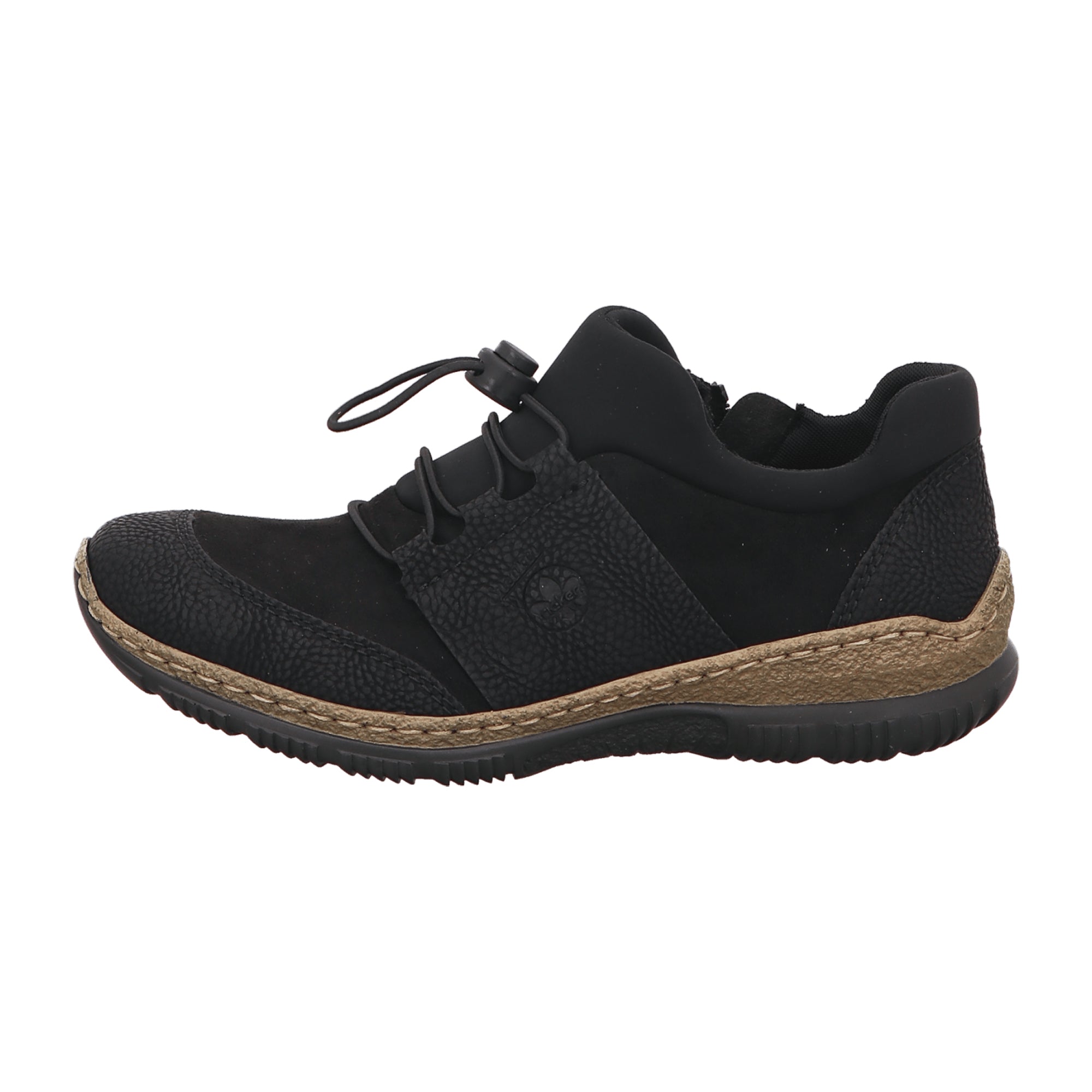 Rieker Comfortable Women's Black Casual Slip-On Shoes with Shock-Absorbing Sole