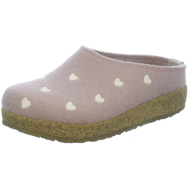 Haflinger Grizzly Cuoricino Slippers Mules Clogs Wool Felt House Shoes Hearts - Bartel-Shop