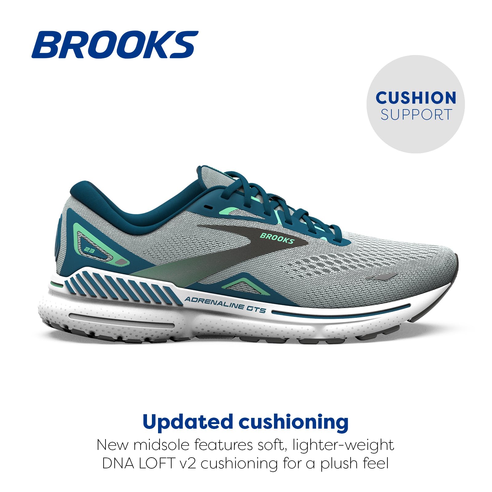 Brooks Adrenaline GTS 23 Men Road Running Shoes Mesh Blue Grey Lightweight