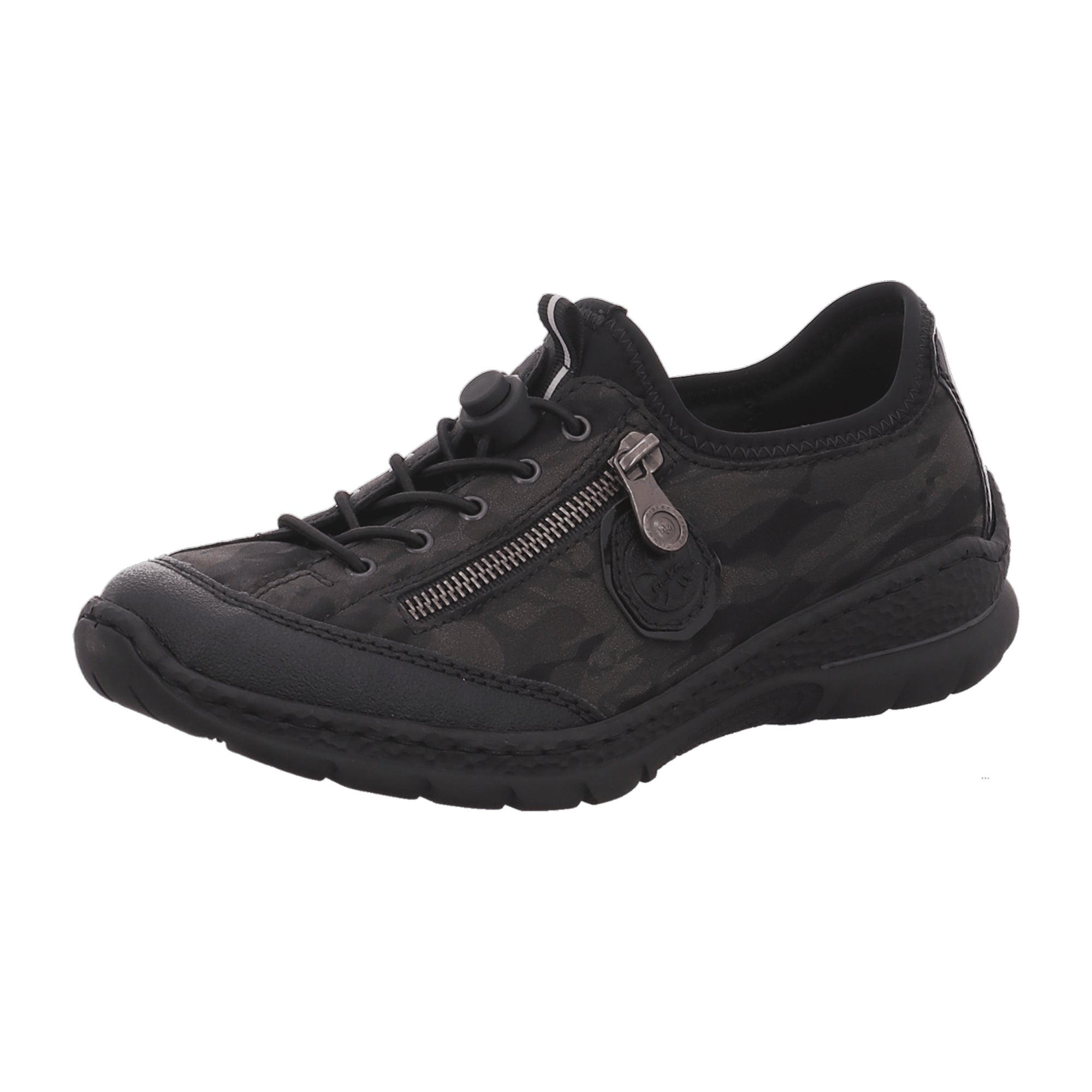 Rieker Comfortable Women's Lace-Up Shoes Black Ankle-High Flat Heel