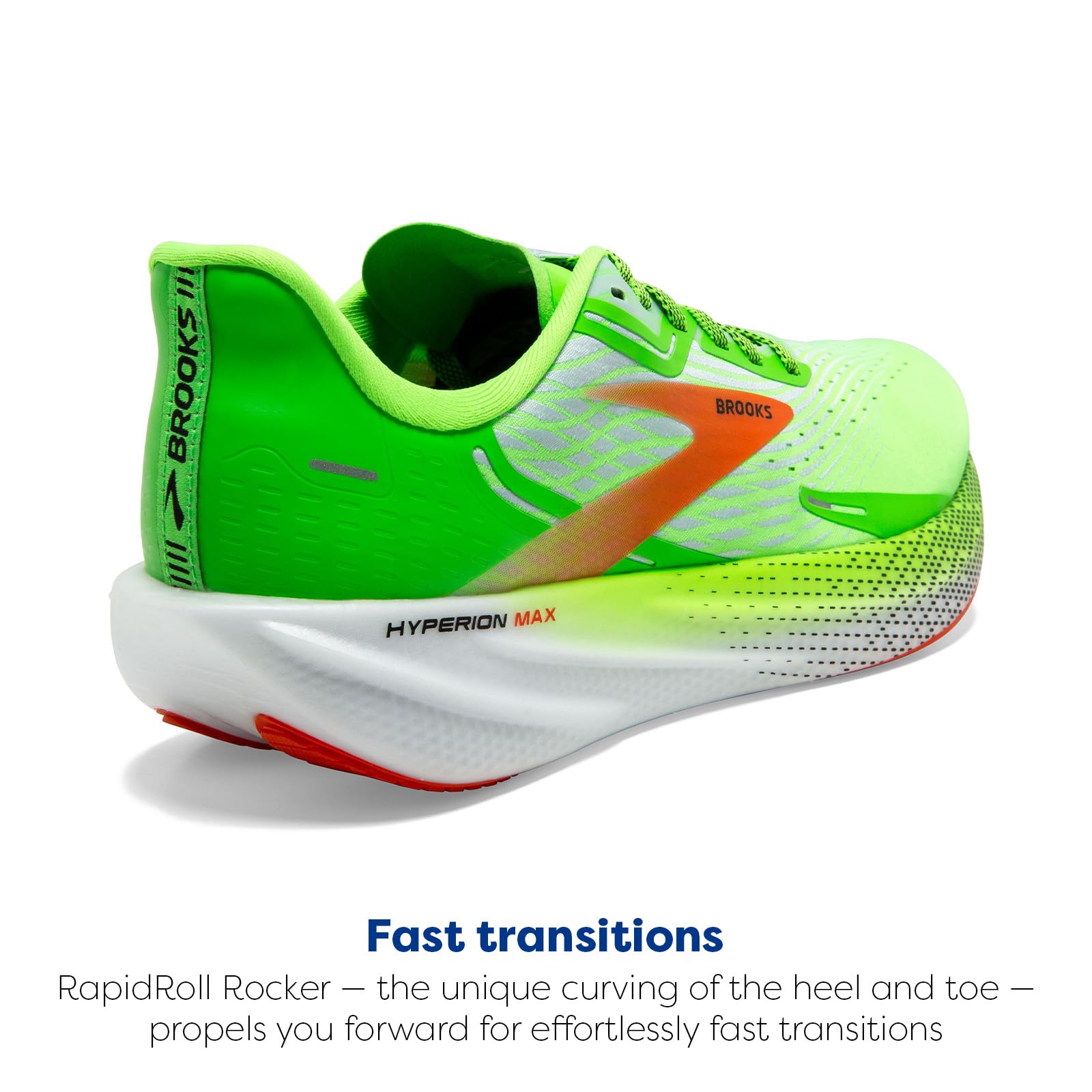 Brooks Hyperion Max Men Road Running Shoes Rubber Green Gecko Red Orange White