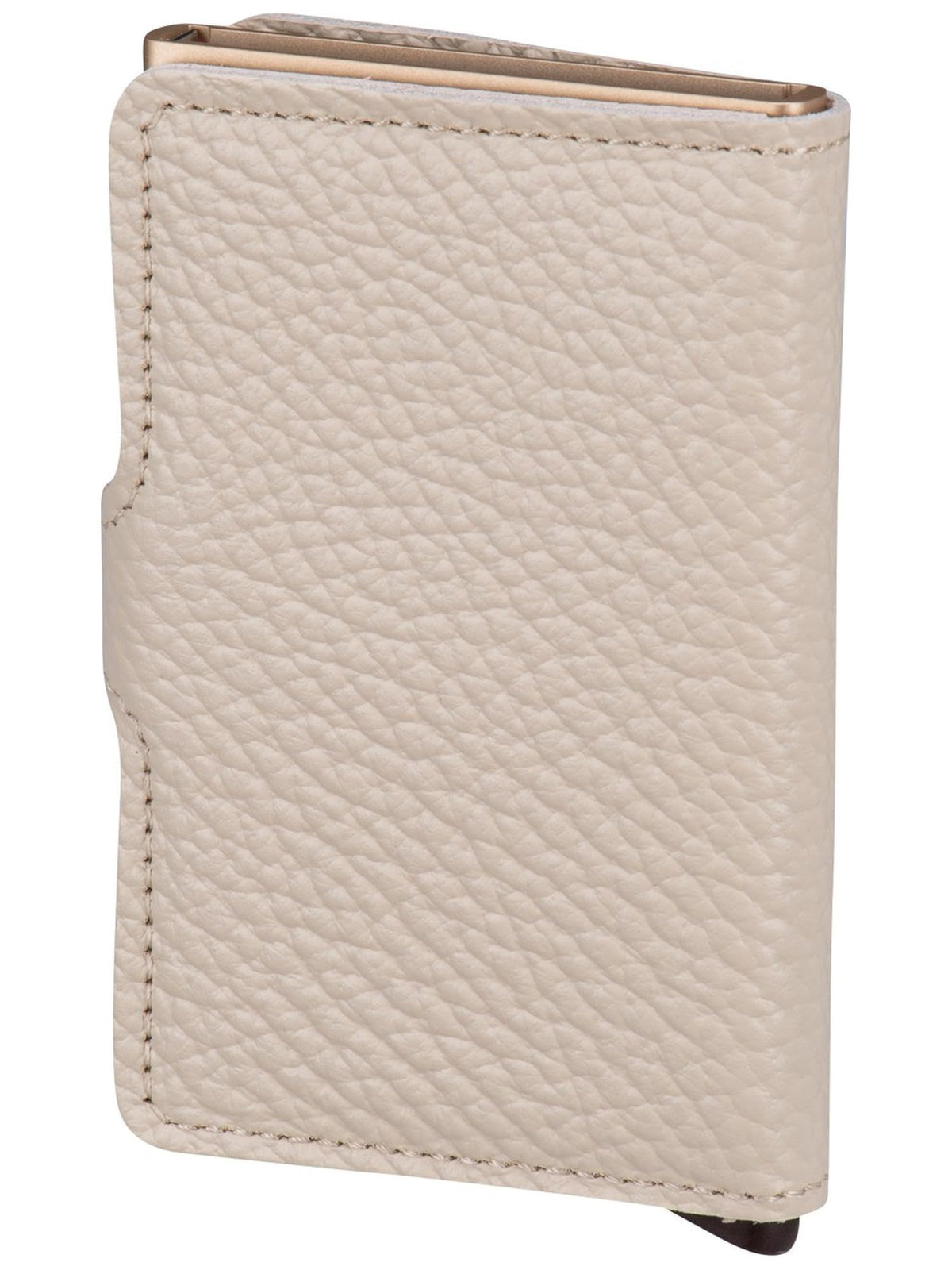 Secrid Pebble Mini Wallet Beige - Embossed Leather Small Purse for Women & Men