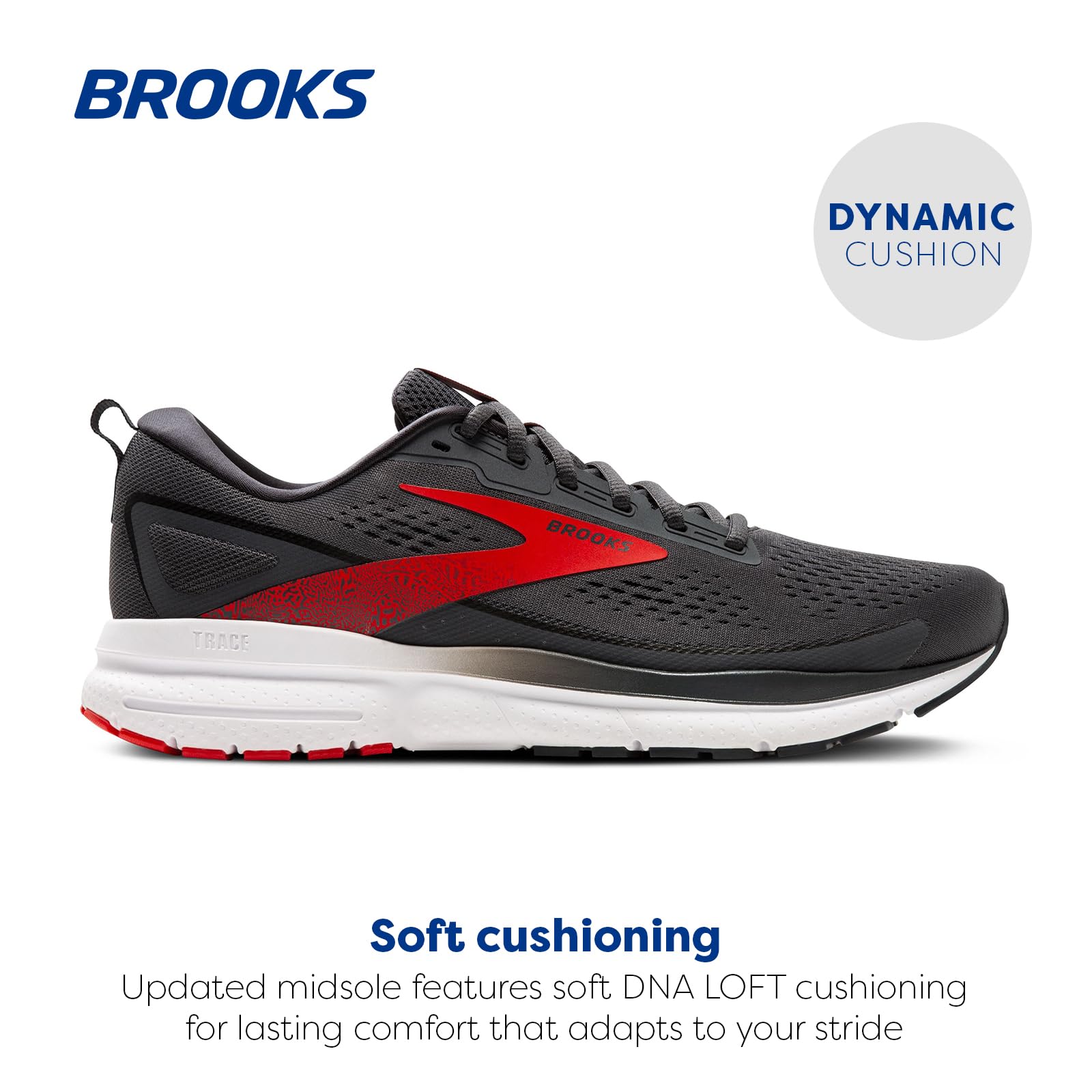 Brooks Trace 3 Men's Road Running Shoes Ebony Fiery Red White Cotton Cushioned