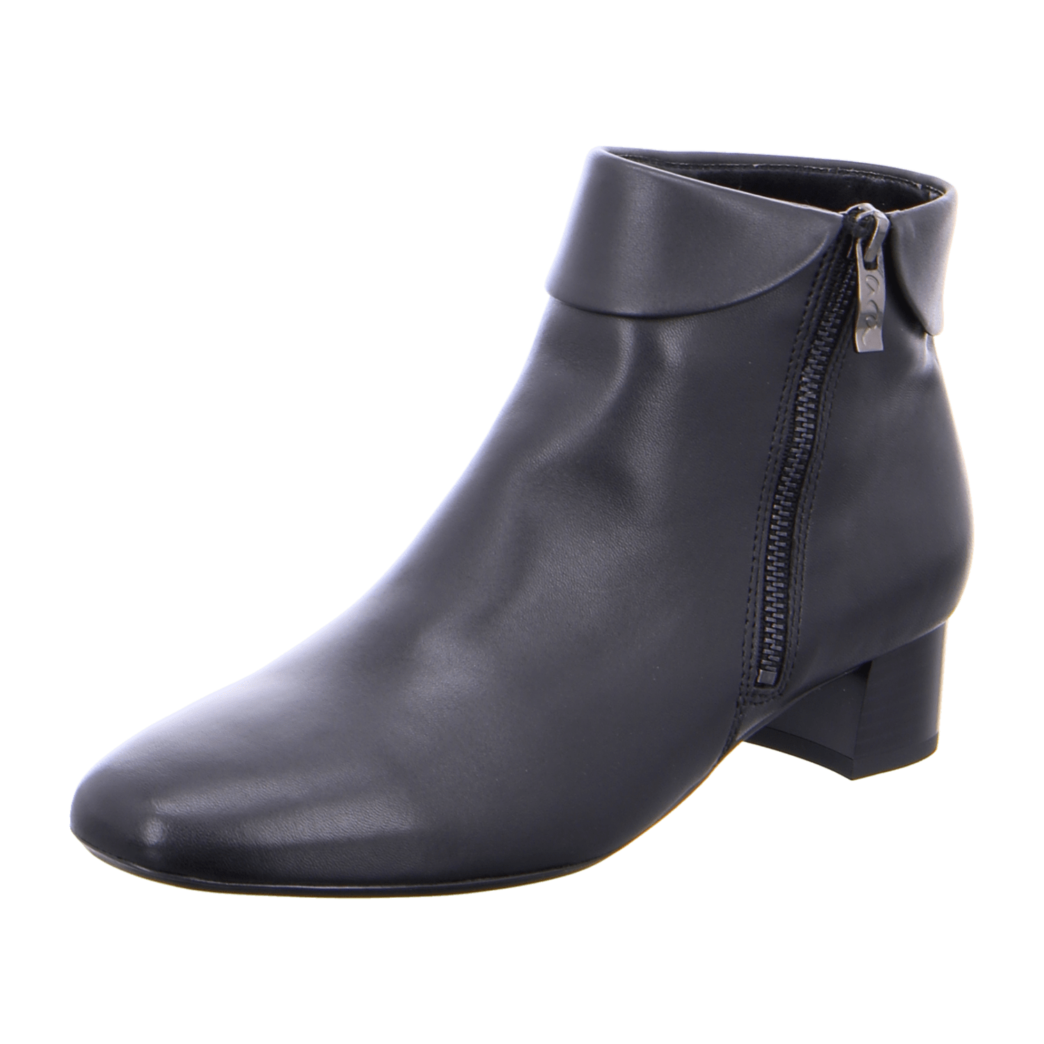 ARA VICENZA Women's Ankle Boots in Black Smooth Leather with Zipper