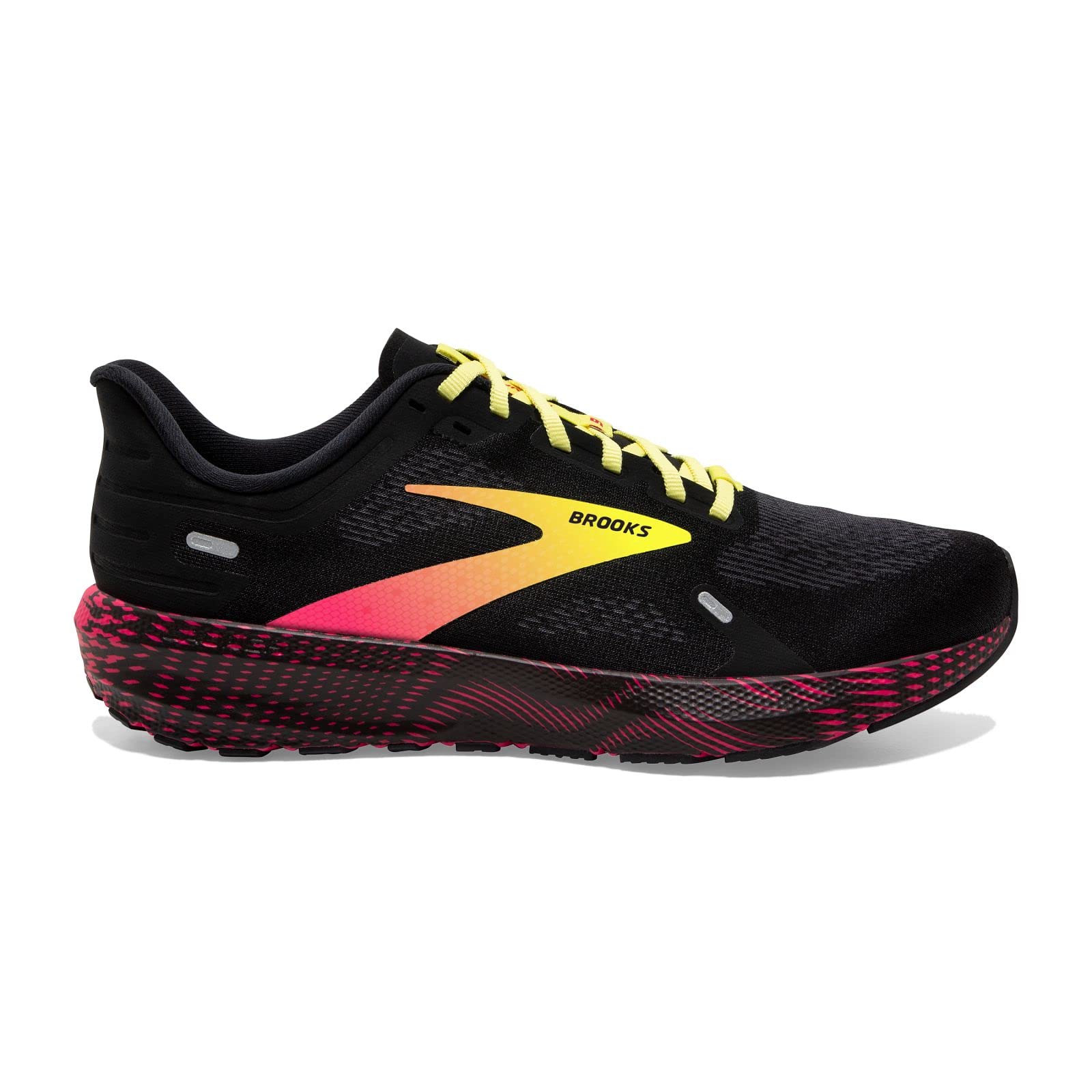 Brooks Launch 9 Men Road Running Shoes Black Pink Yellow Lightweight Cotton