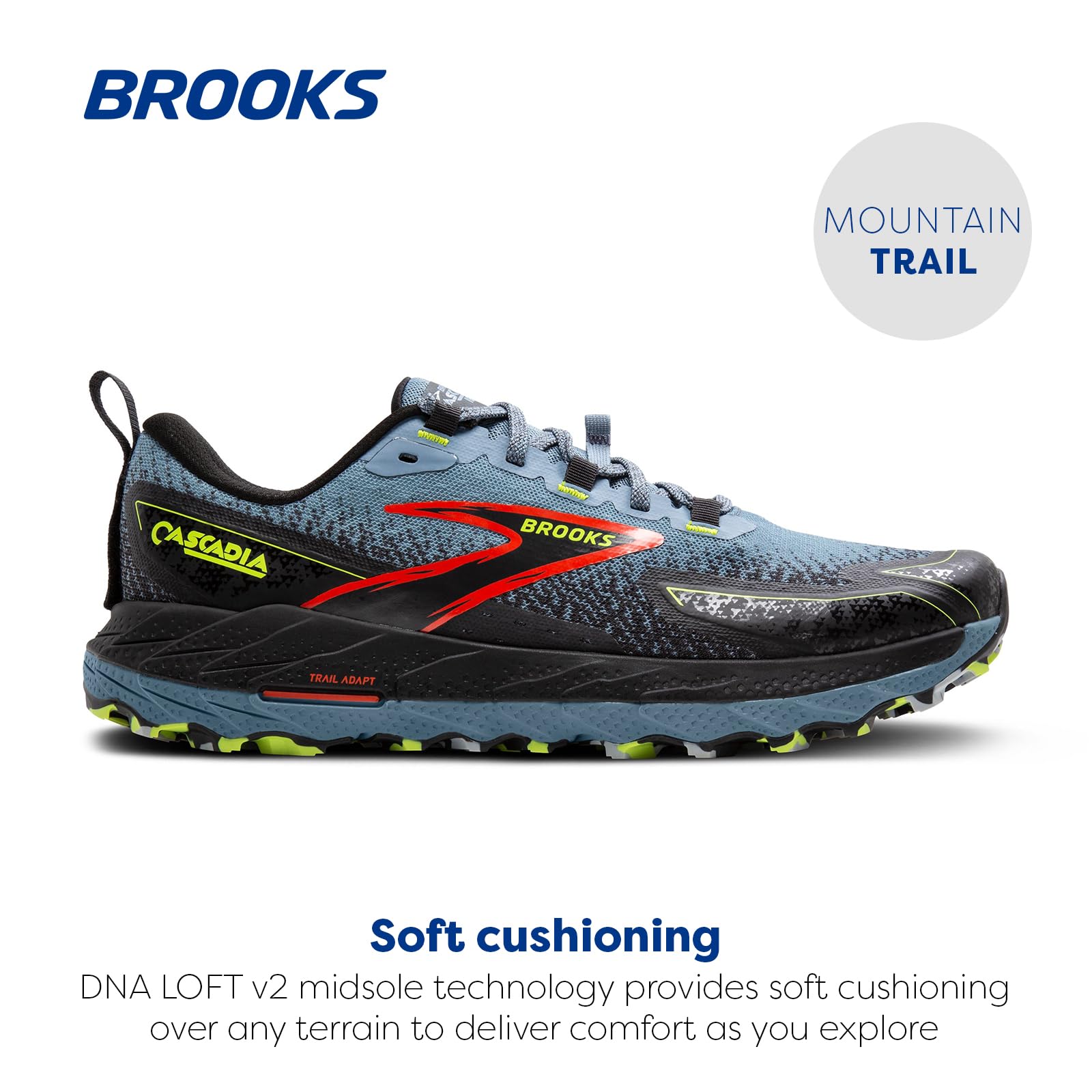 Brooks Cascadia 18 Men Trail Running Shoes EVA Rubber Citadel Ebony Lime