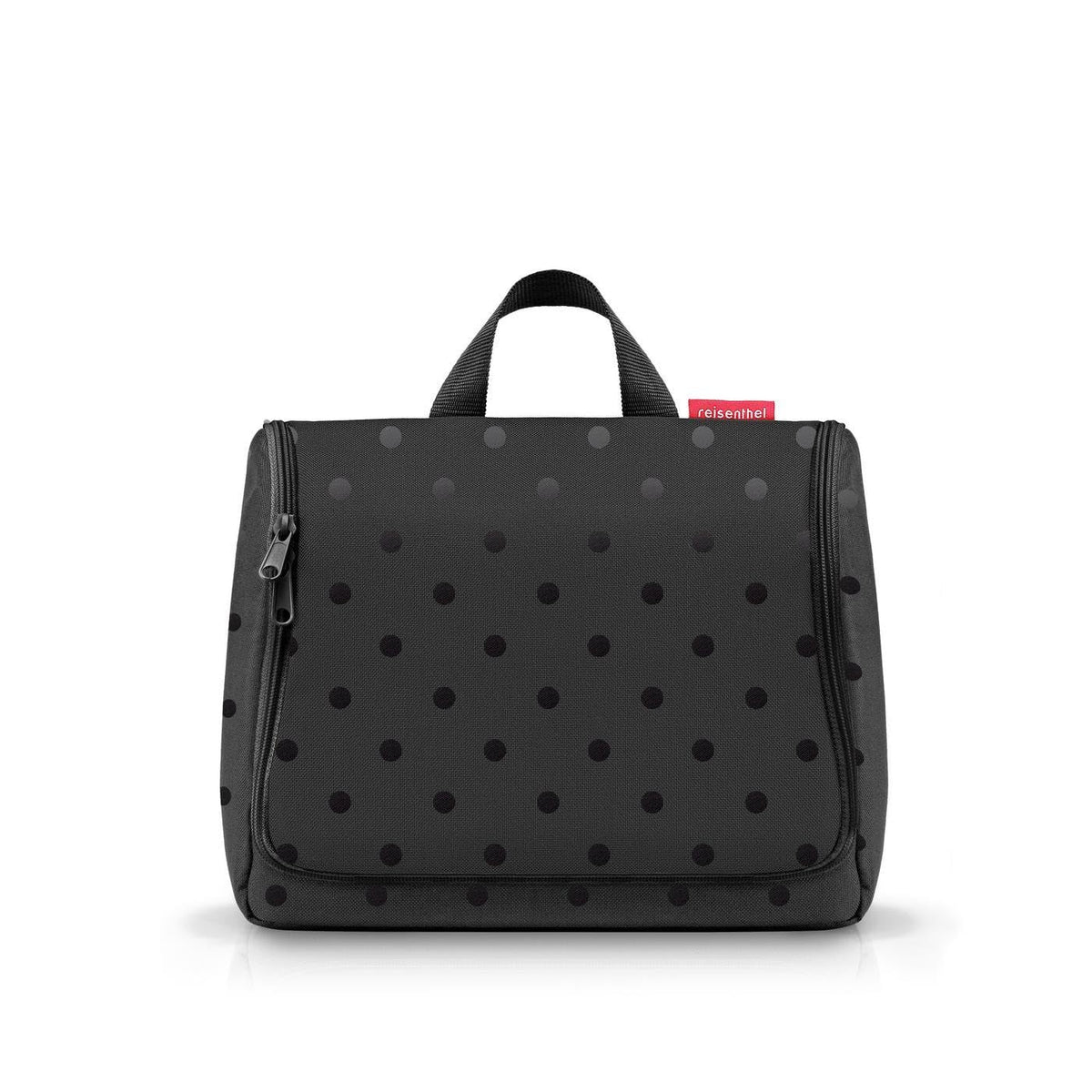 reisenthel Toiletbag XL Glossy Dots Black - Water-Repellent Hanging Toiletry Bag