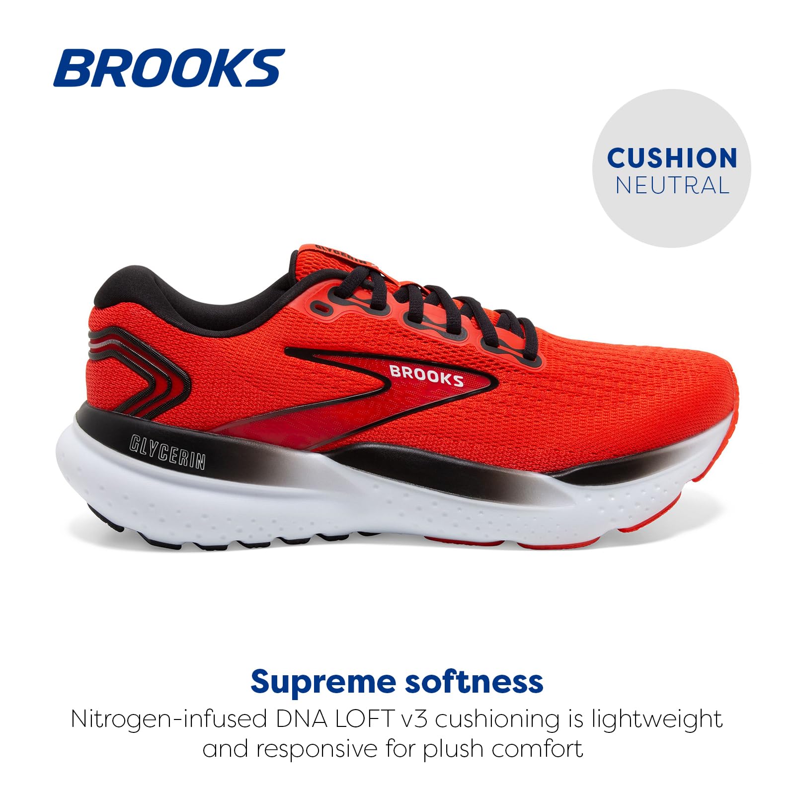 Brooks Men’s Glycerin 21 Road Running Shoes Grenadine Salsa Black Slip Resistant