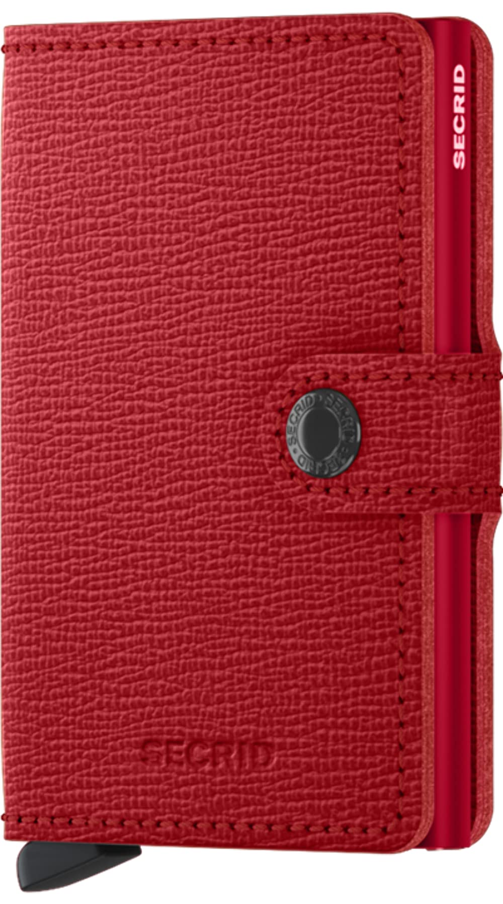 Secrid Miniwallet Wallet Red Leather - Compact Card Holder with Aluminum