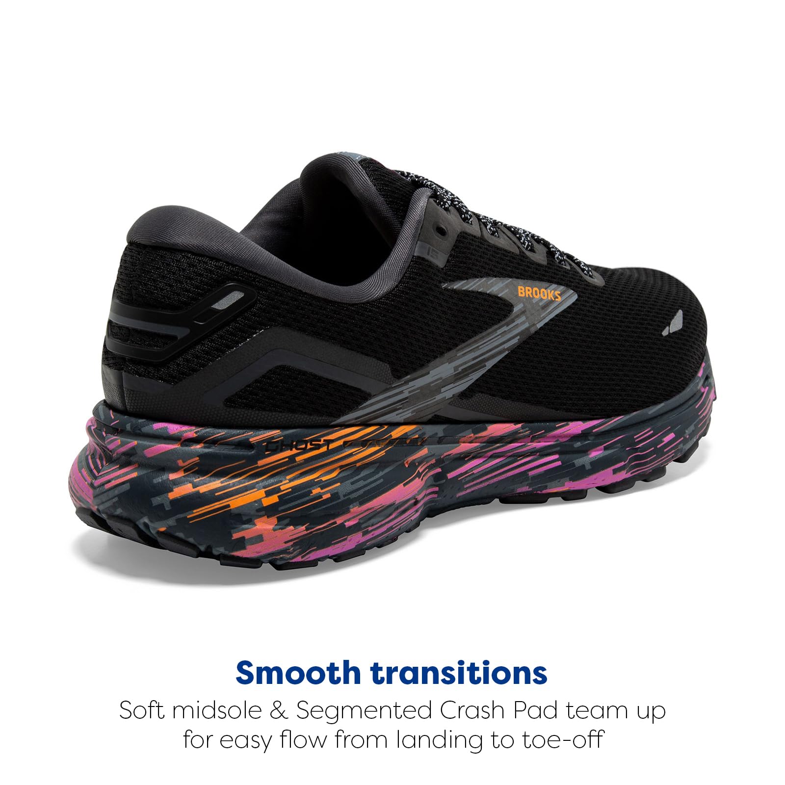 Brooks Ghost 15 Men Road Running Shoes Ebony White Nightlife Lightweight