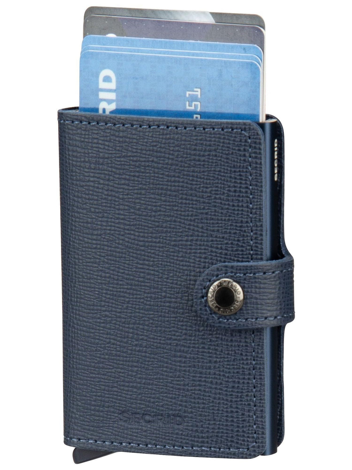 Secrid Miniwallet Crisple Navy - Slim Leather Credit Card Holder RFID