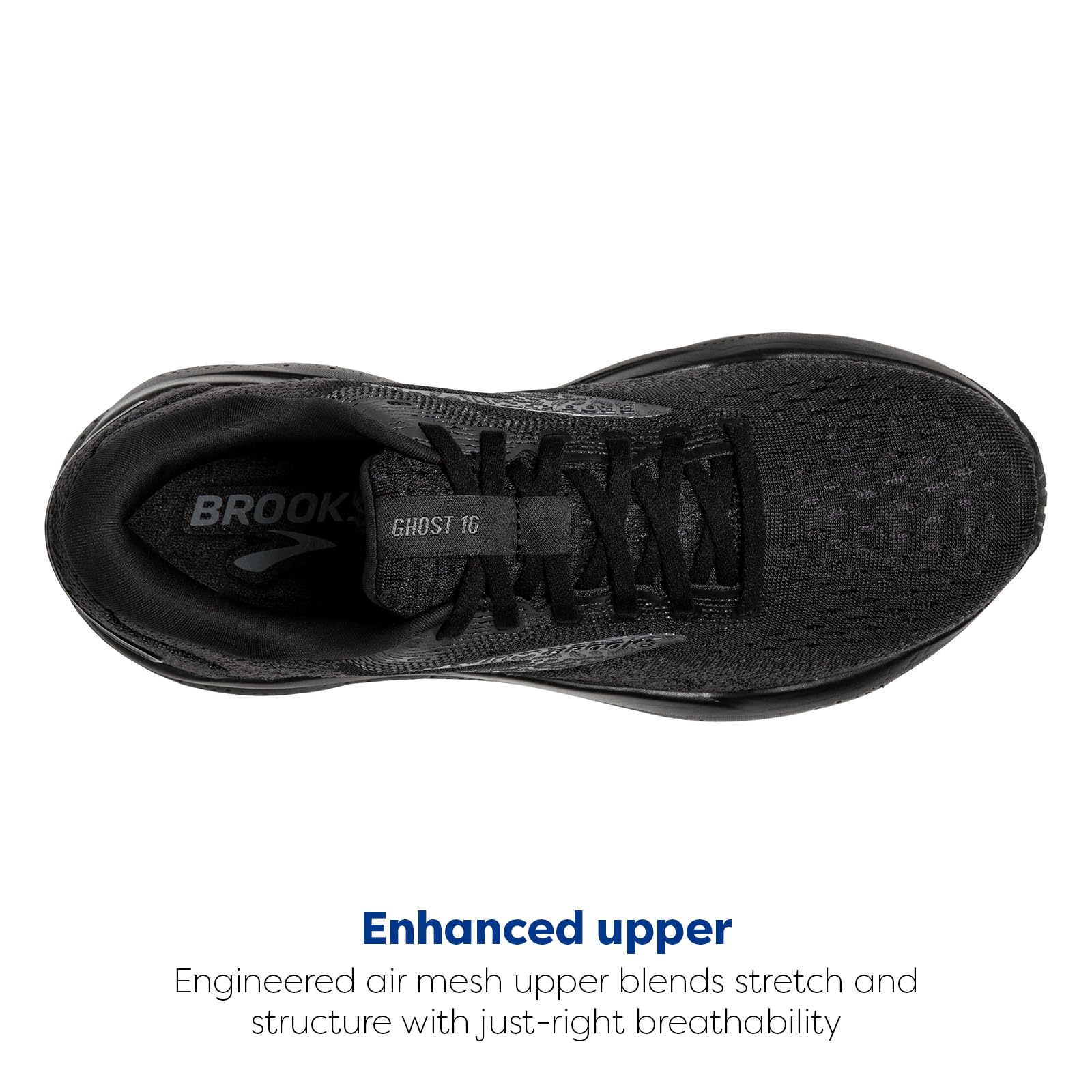 Brooks Ghost 16 Men Road Running Shoes Black Ebony Rubber Flexible