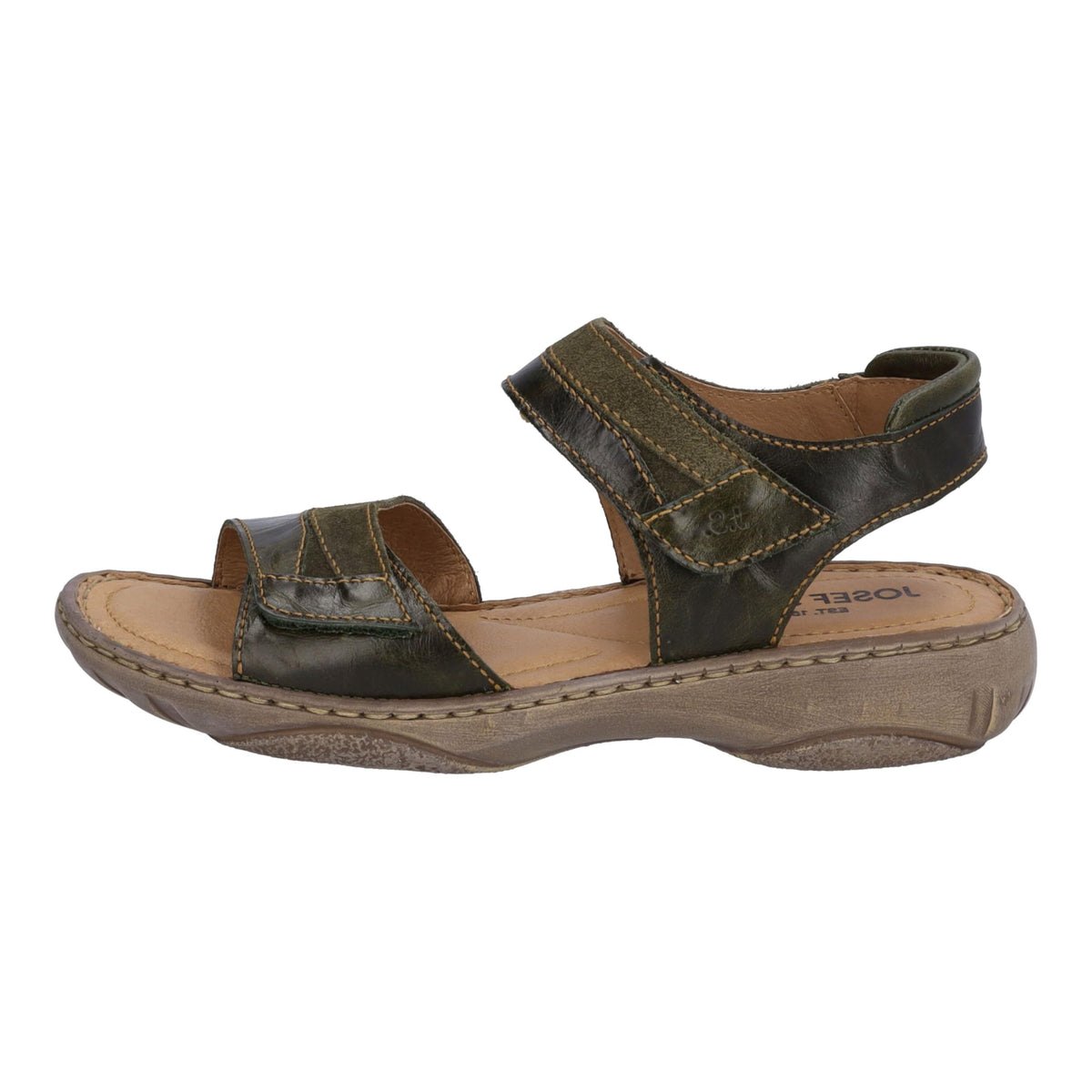 Josef Seibel Women Sandals Leather Moos Green Size 41 EU Klettverschluss