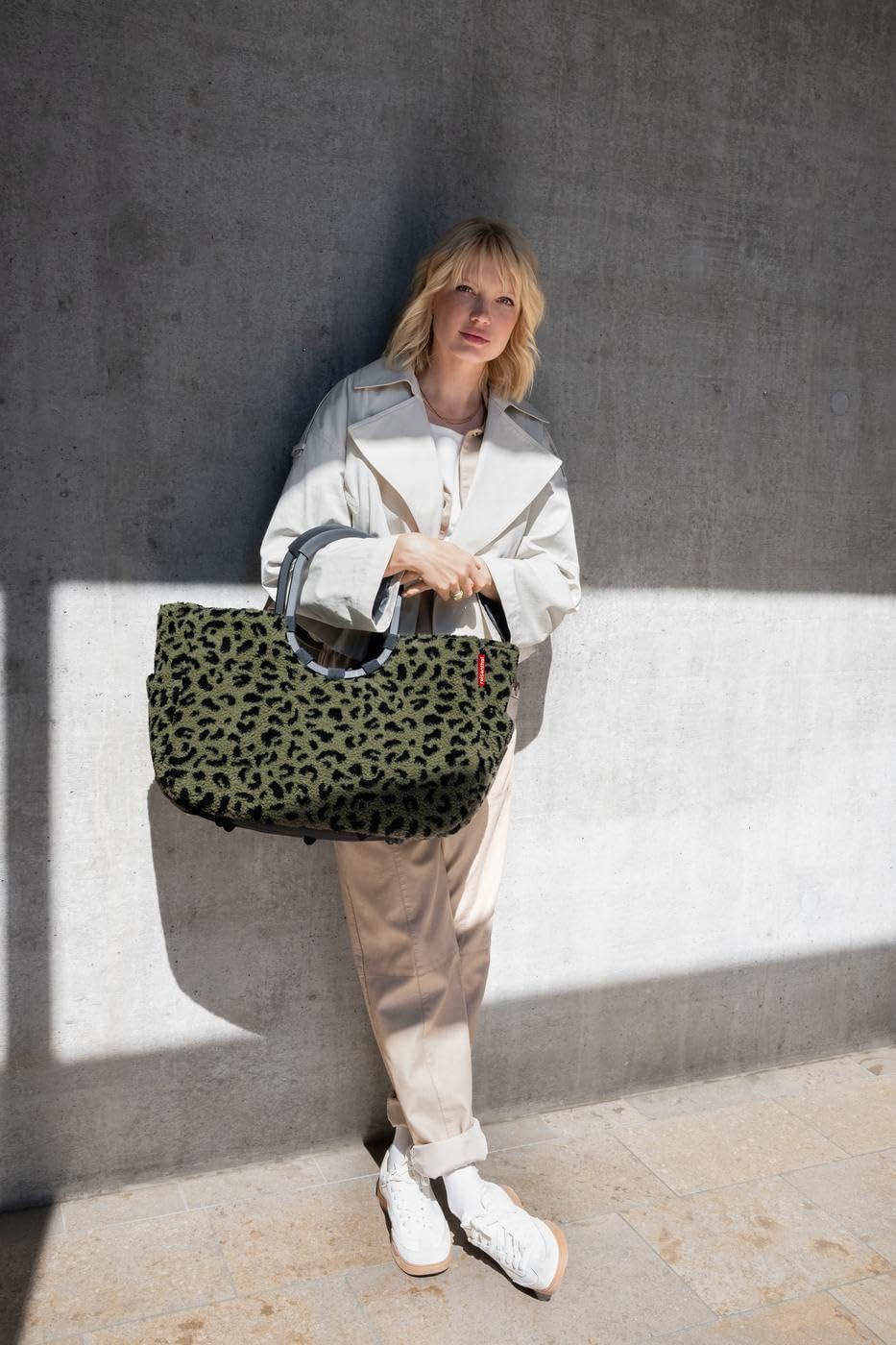 reisenthel loopshopper L Teddy Leo Olive - Reusable Shopping Bag with Pockets, Recycled