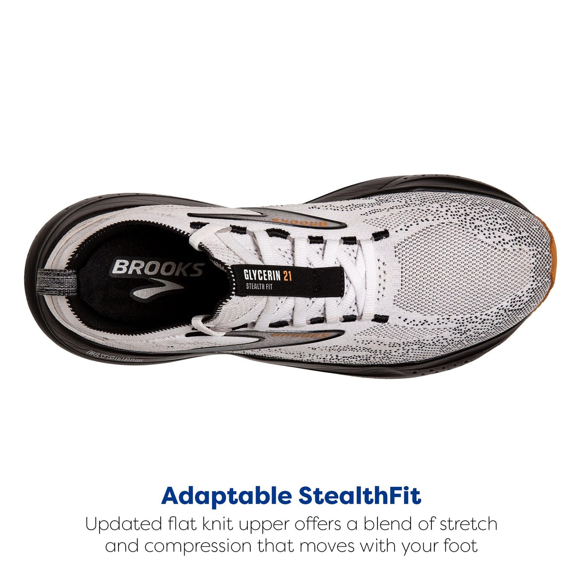 Brooks Glycerin Stealthfit 21 Men Road Running Shoes White Grey Black Synthetic