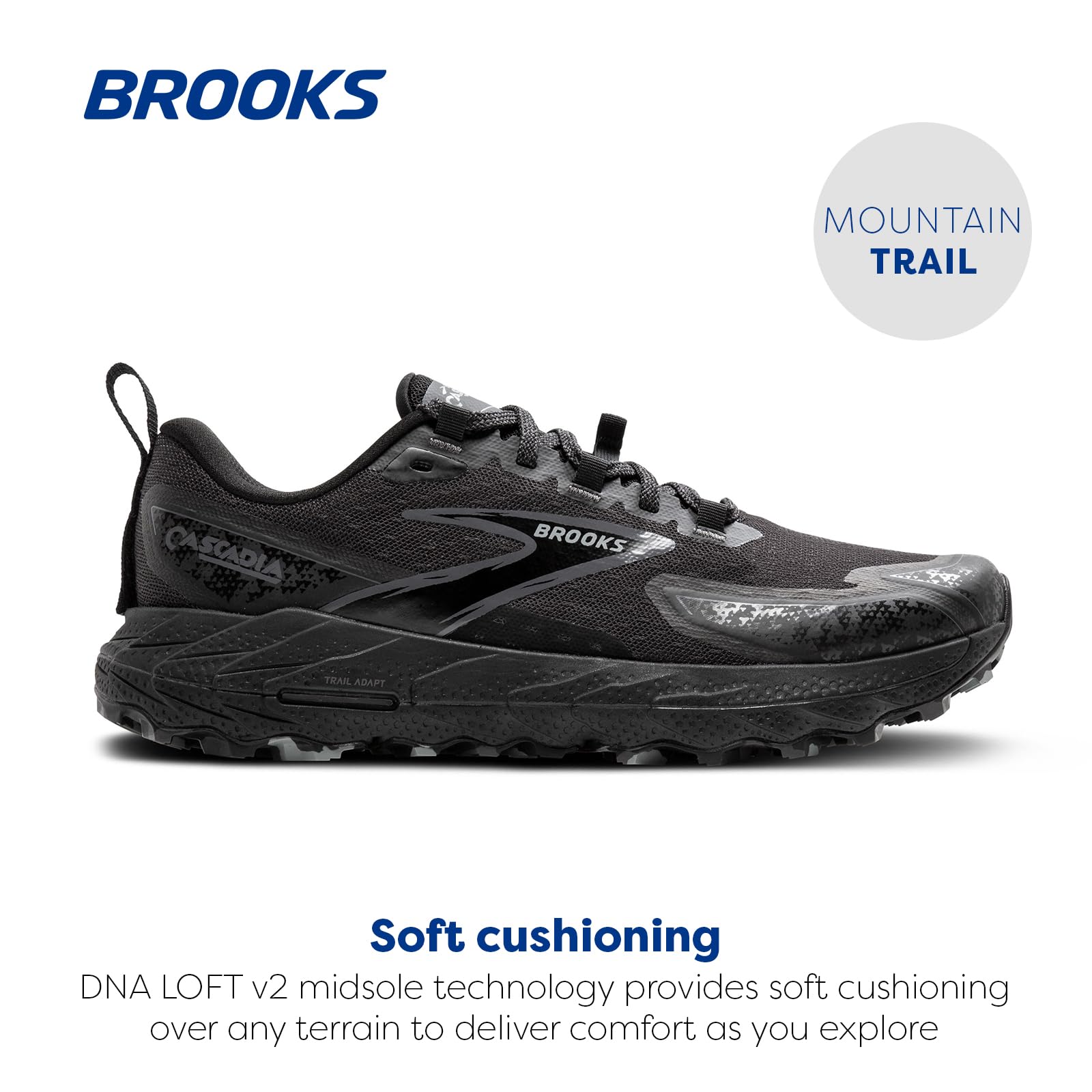 Brooks Cascadia 18 Men Trail Running Shoes Black Pearl Grey