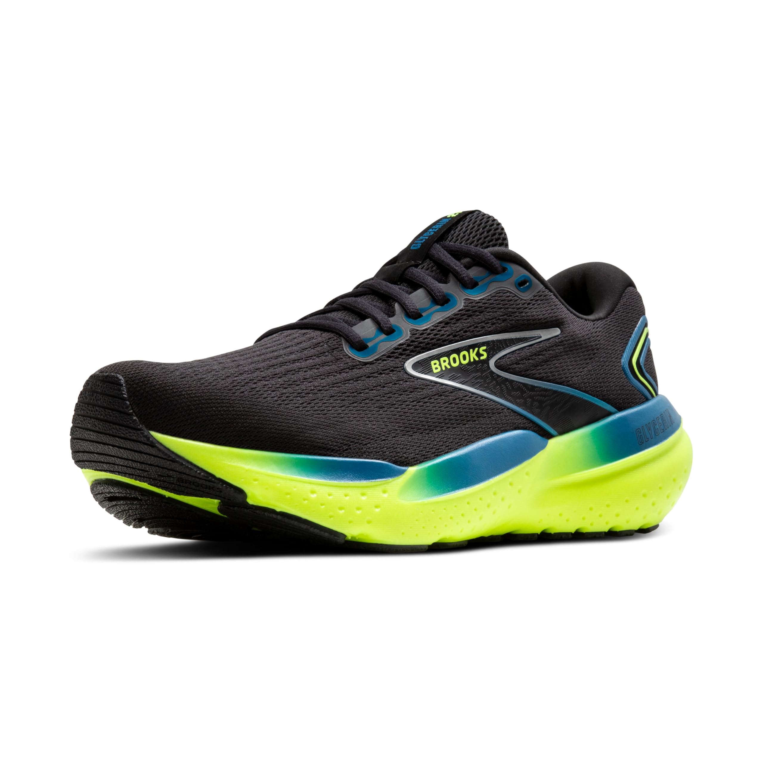 Brooks Glycerin 21 Men Running Shoes Black Blue Nightlife Breathable Trainers