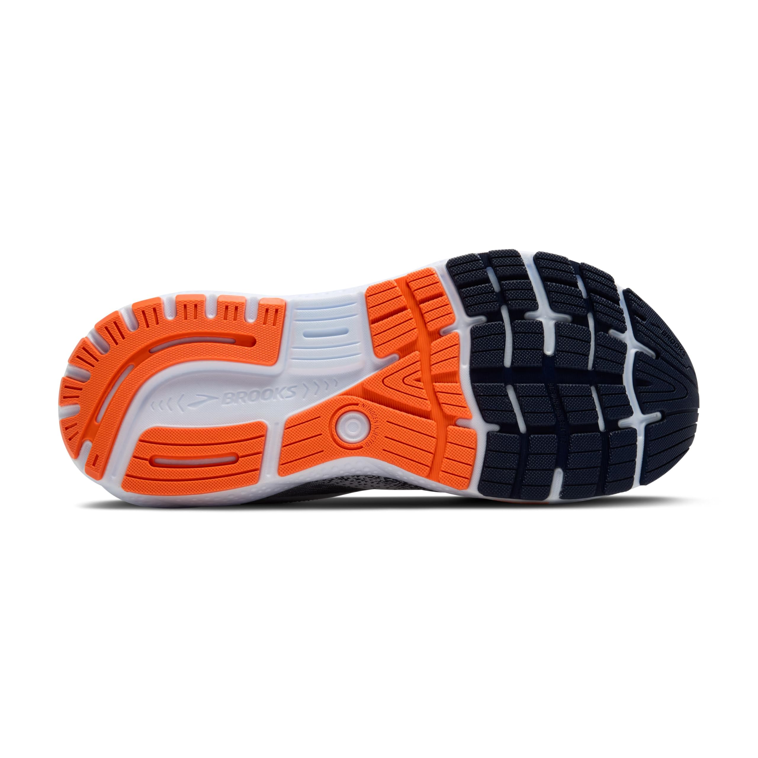 Brooks Ghost 16 Men Running Shoes White Peacoat Orange Rubber Diabetic-Friendly