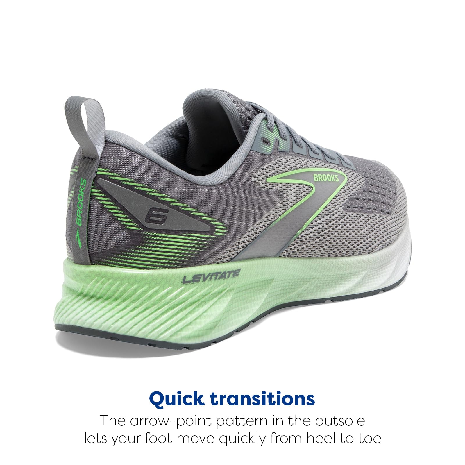 Brooks Levitate 6 Men Road Running Shoes Lightweight Grey Neon Green