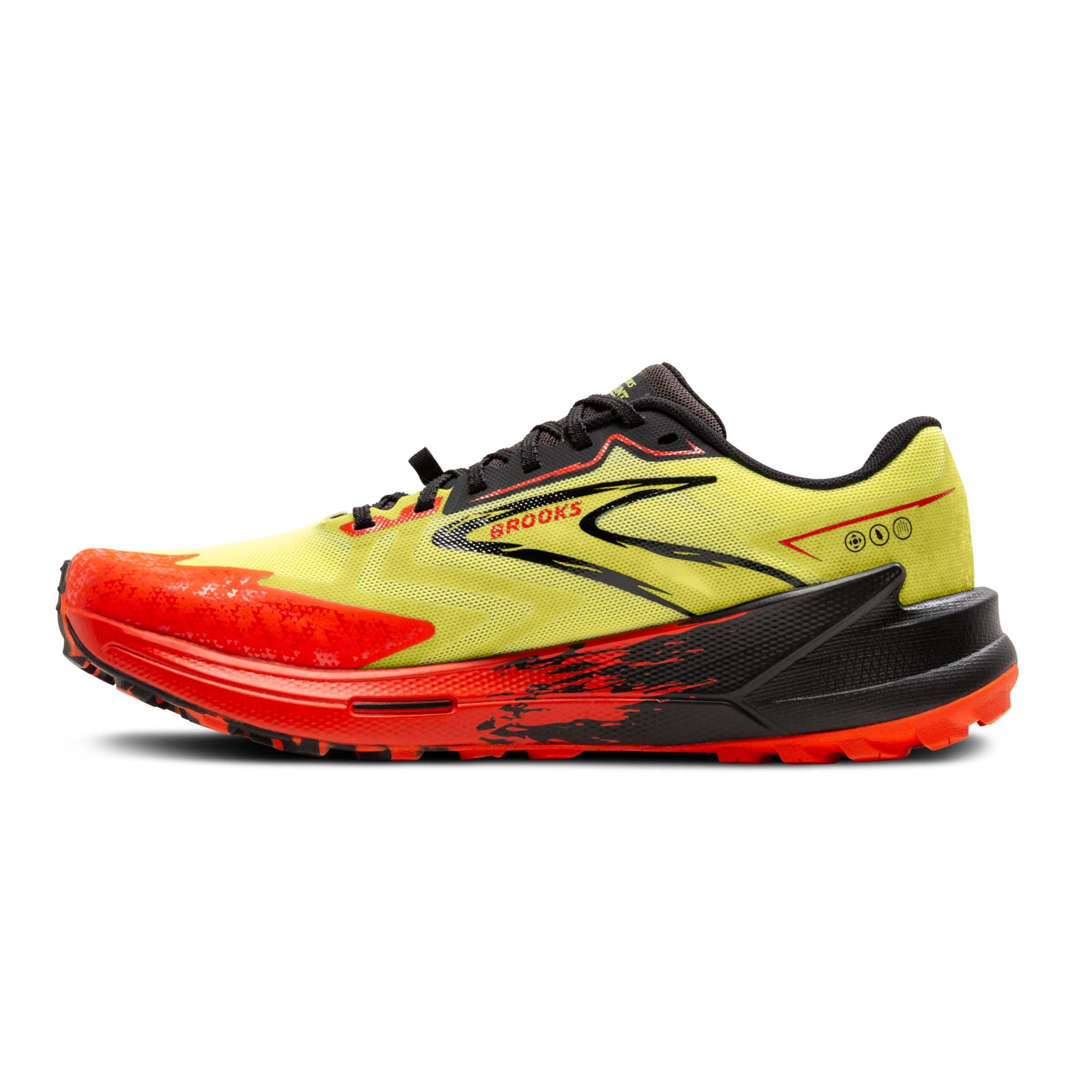 Brooks Men's Catamount 3 Trail Running Shoes Lightweight Cotton Acid Lime Cherry Tomato