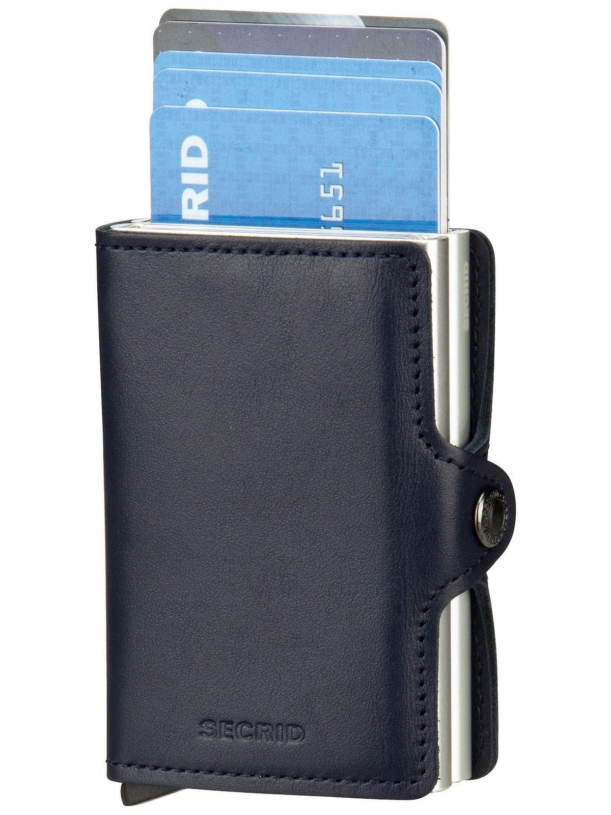 Secrid Twin Wallet Navy Leather - Casual Card Holder for Women
