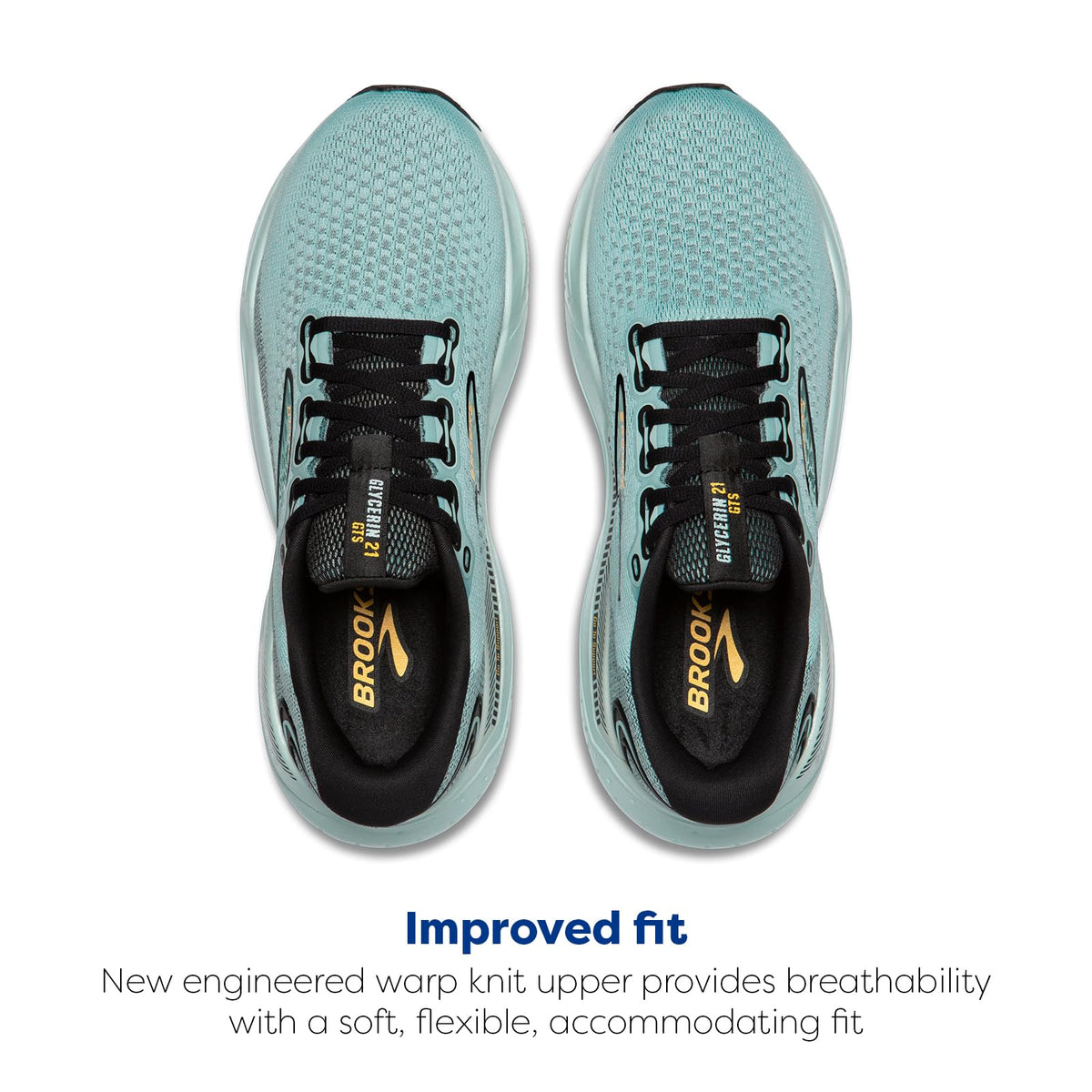 Brooks Glycerin Gts 21 Men Road Running Shoes Blue Nightlife Black Cotton