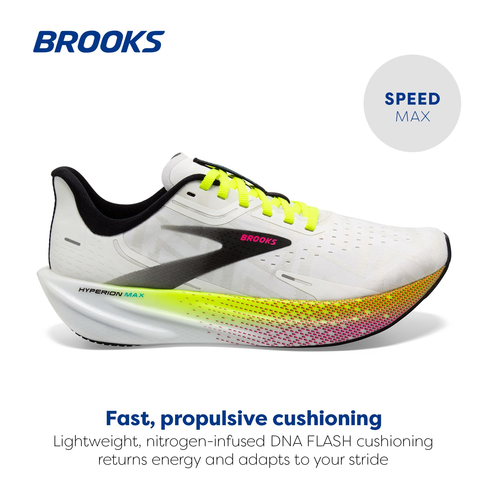 Brooks Hyperion Max Men's Road Running Shoes White Black Nightlife Breathable Rubber