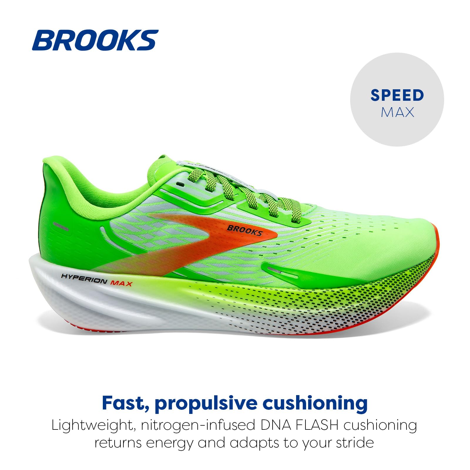 Brooks Hyperion Max Men Road Running Shoes Rubber Green Gecko Red Orange White