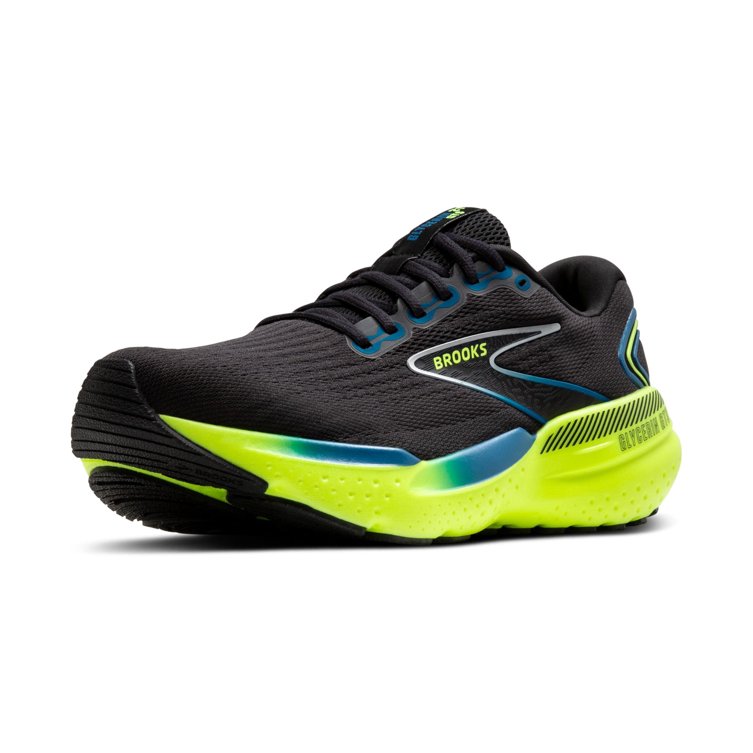 Brooks Glycerin GTS 21 Men Running Shoes Black Blue Breathable Supportive