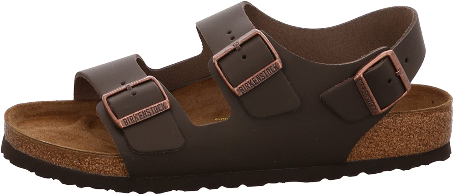 Birkenstock sandals Milano Regular dark brown smooth leather - Bartel-Shop