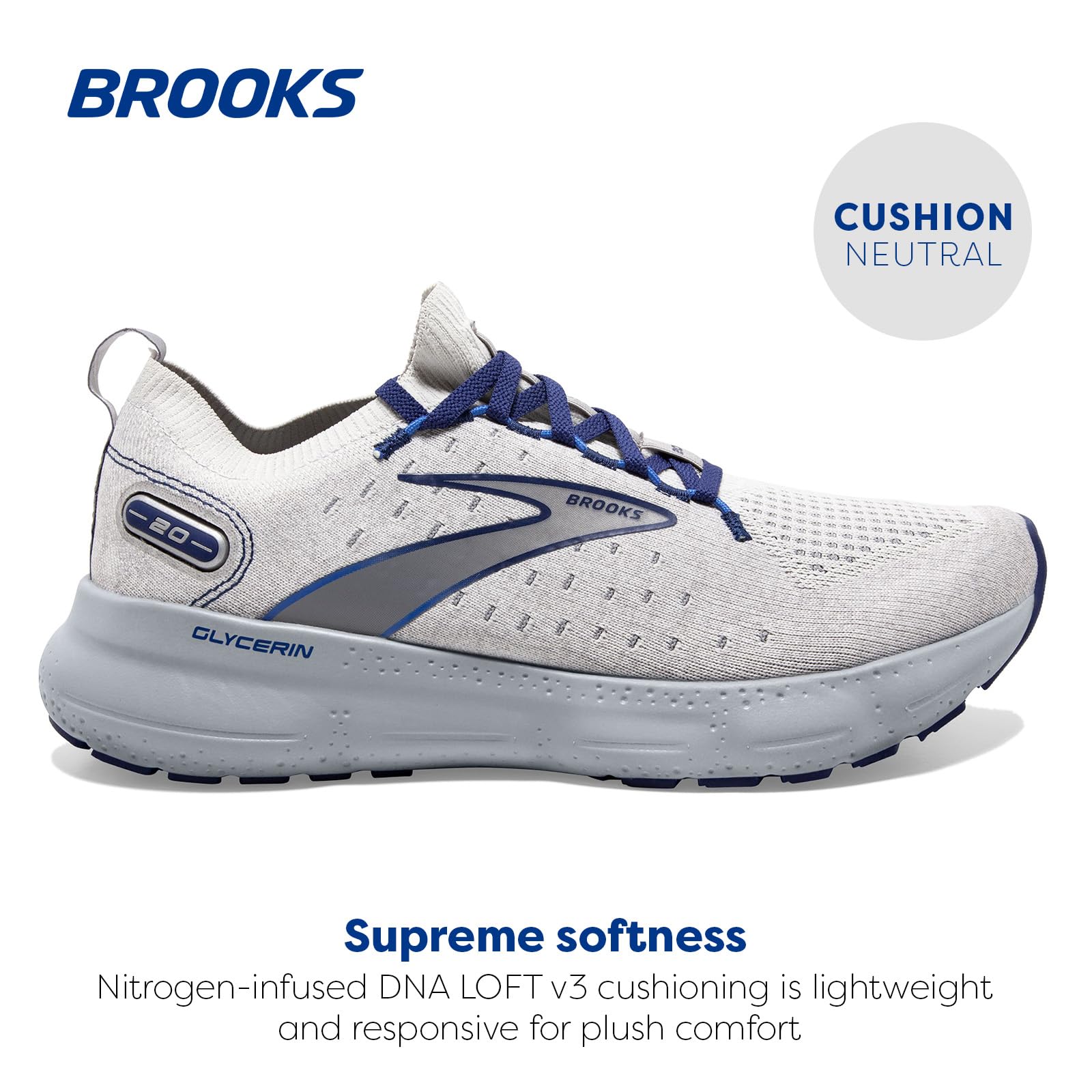 Brooks Glycerin StealthFit 20 Men's Road Running Shoes Lightweight Blue Rubber