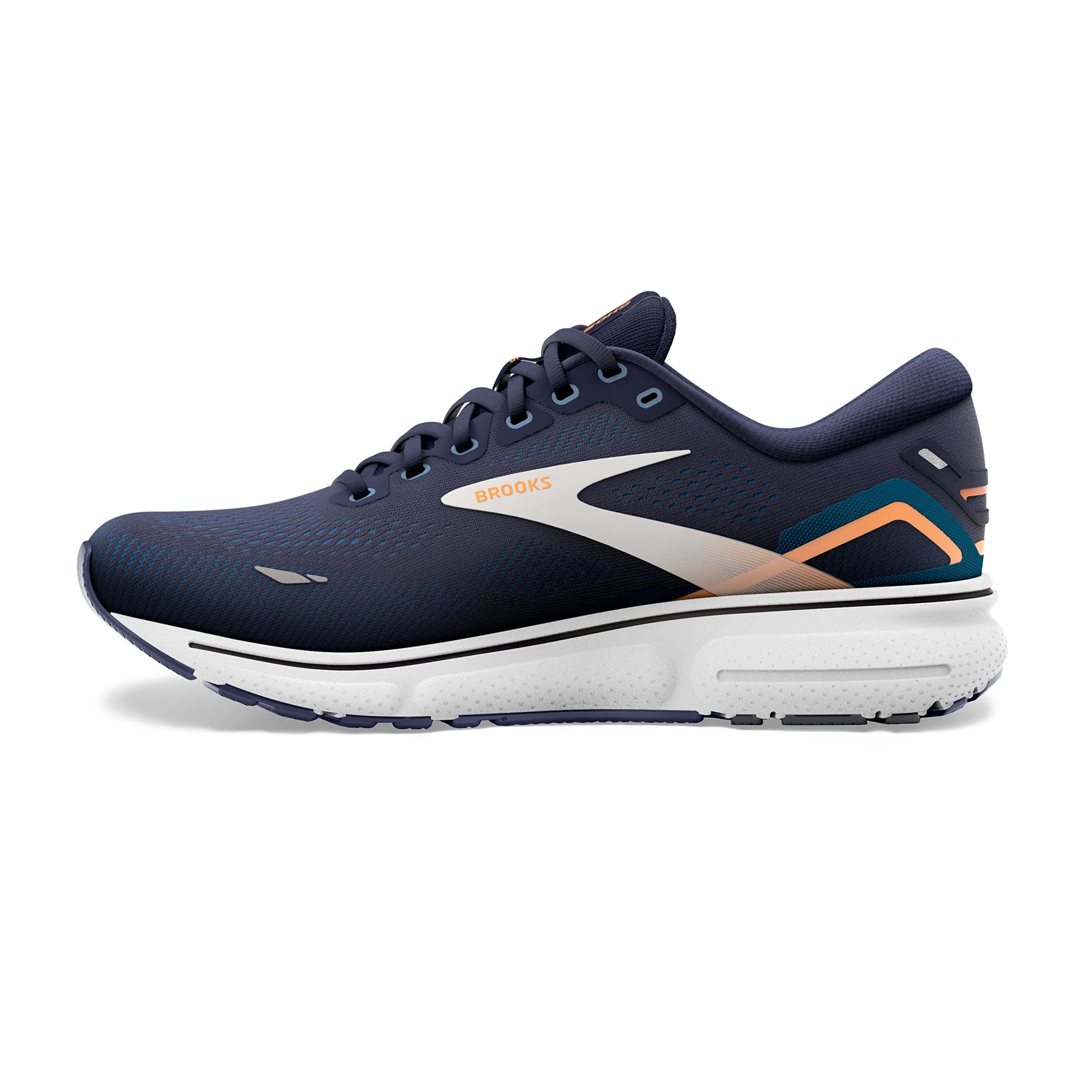 Brooks Ghost 15 Men Road Running Shoes Lightweight Blue Orange Pop Rubber