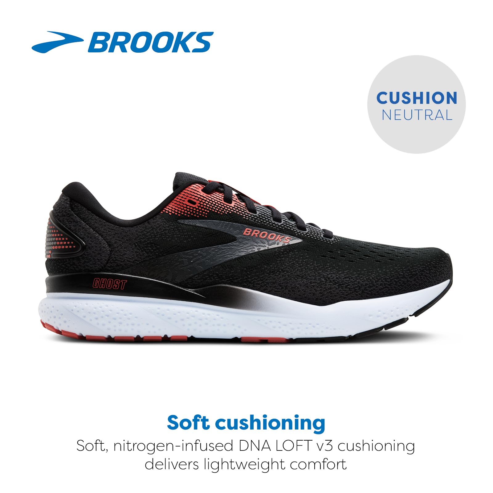 Brooks Ghost 16 Men's Running Shoes Textile Black Ebony Burnt Sienna