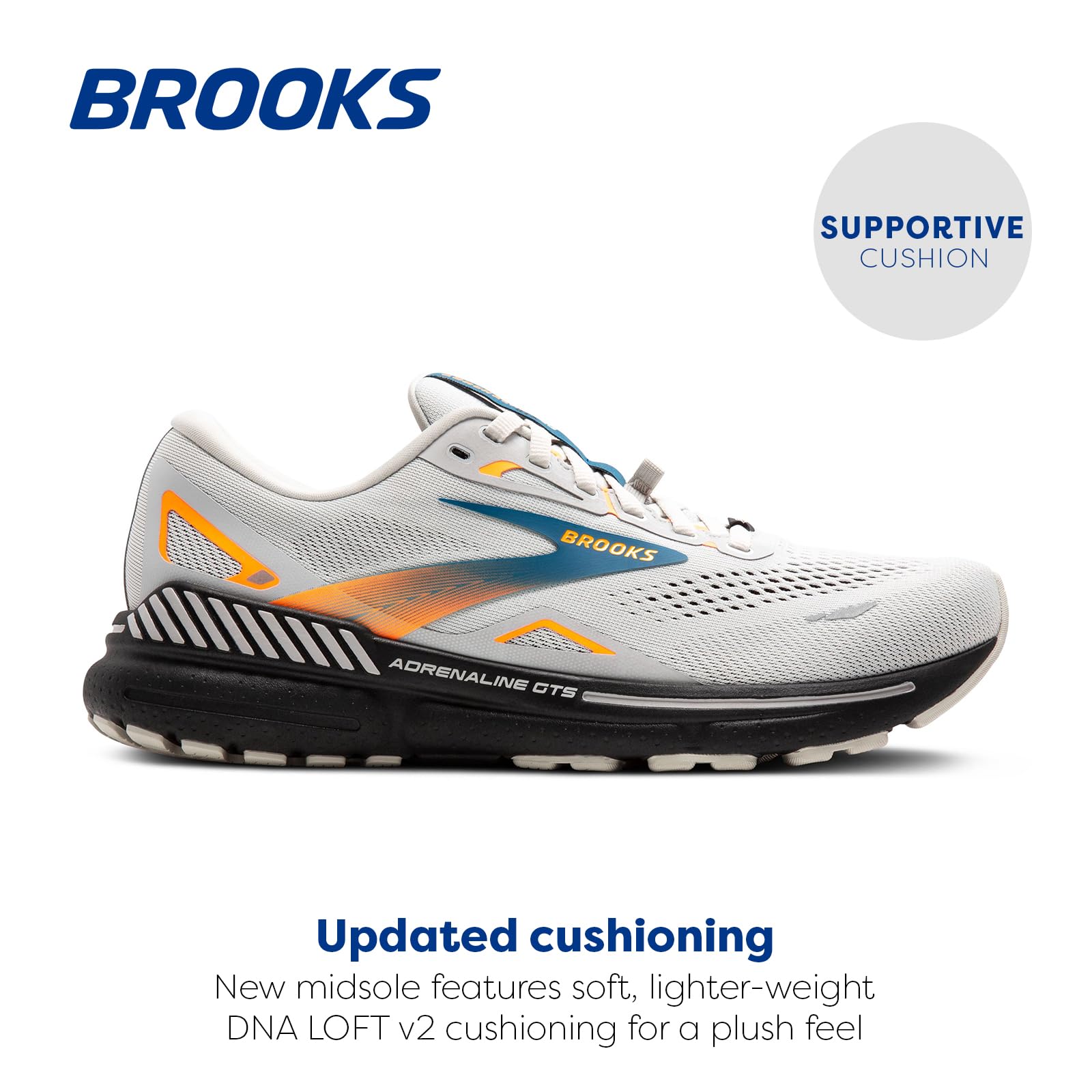 Brooks Adrenaline GTS 23 GTX Men Road Running Shoes Mesh Waterproof Oyster Mushroom