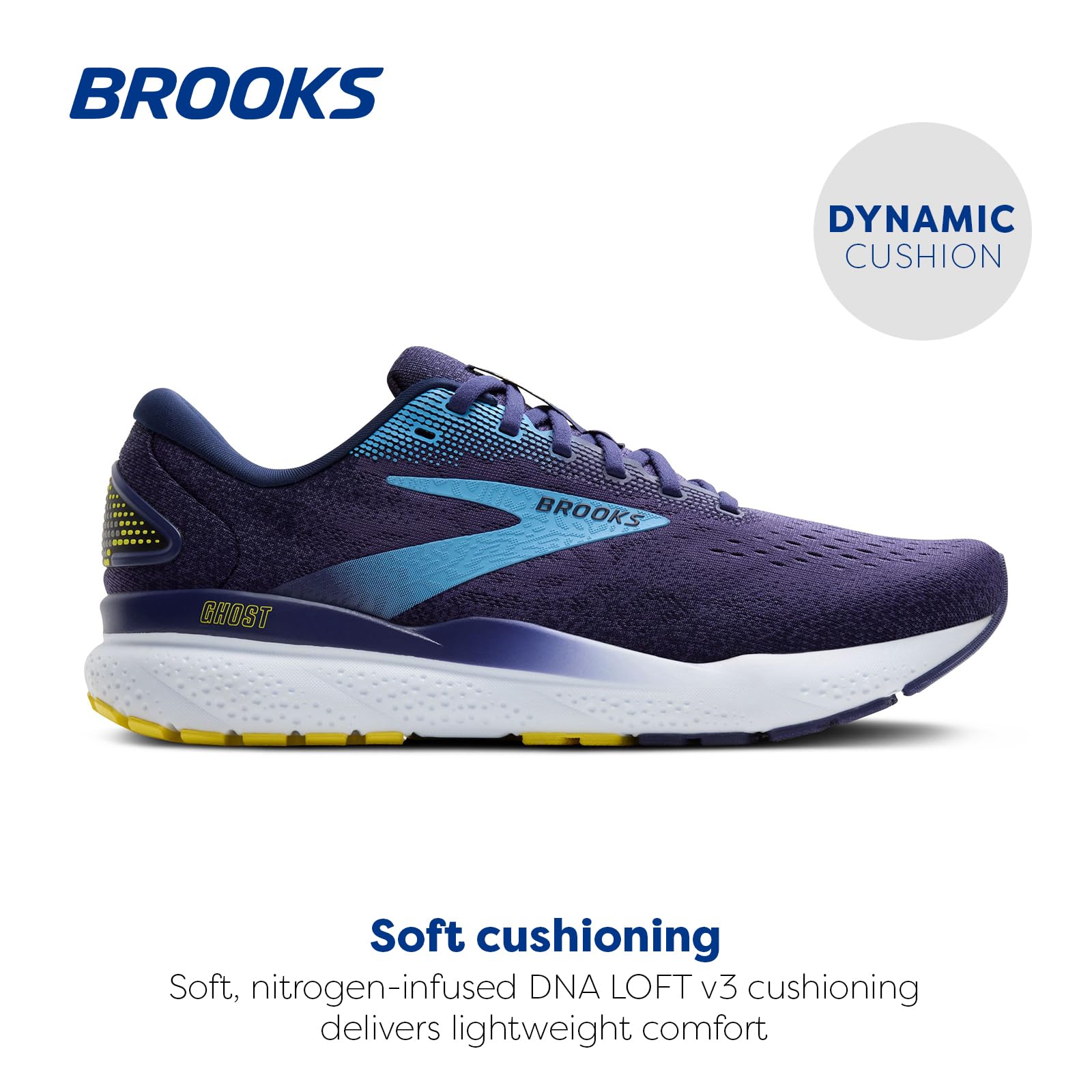 Brooks Ghost 16 Men Running Shoes Blue Bonnie Blue Yellow Rubber